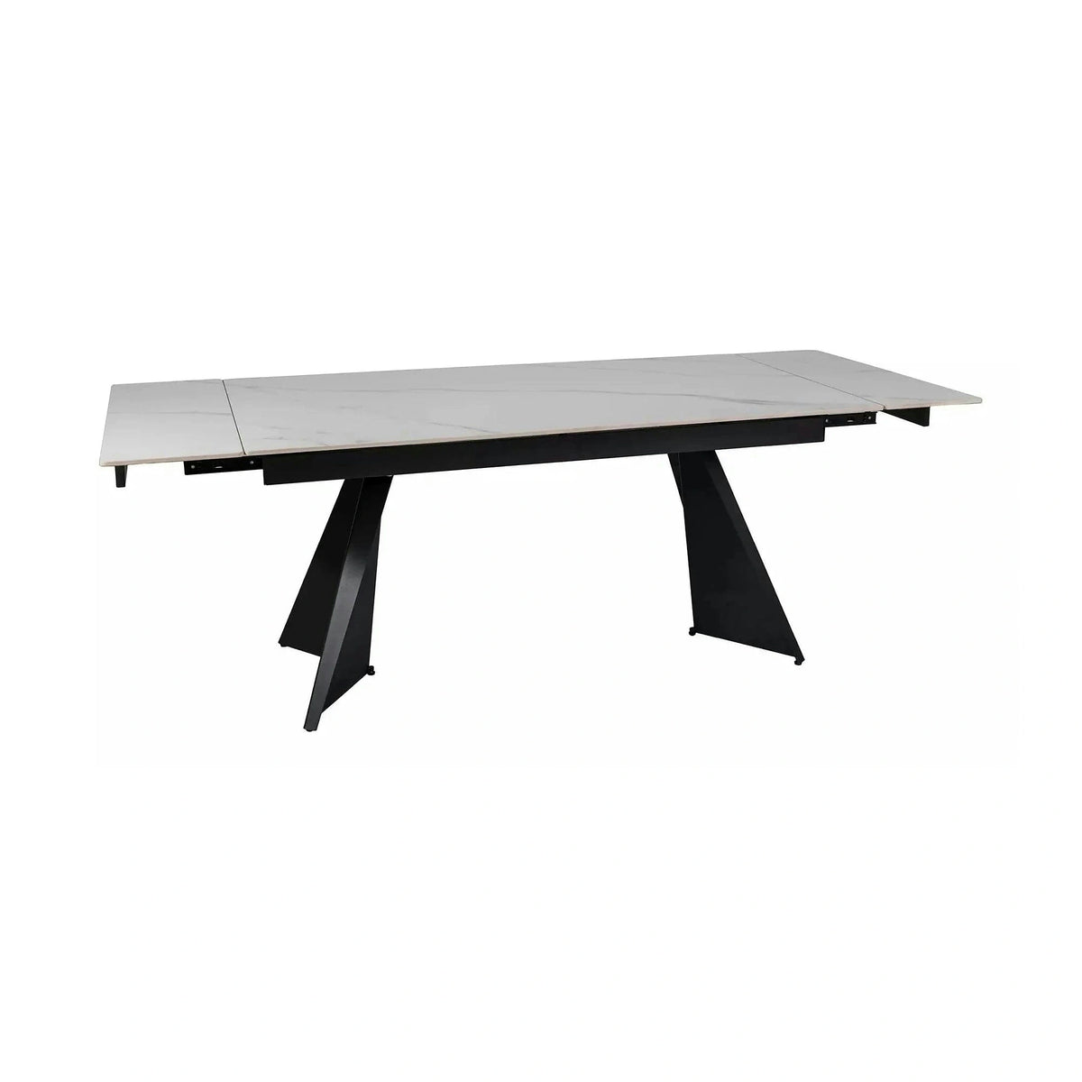Masa extensibila LACONI, alb cu efect de marmura, ceramica/metal, 160/220x90x76 cm