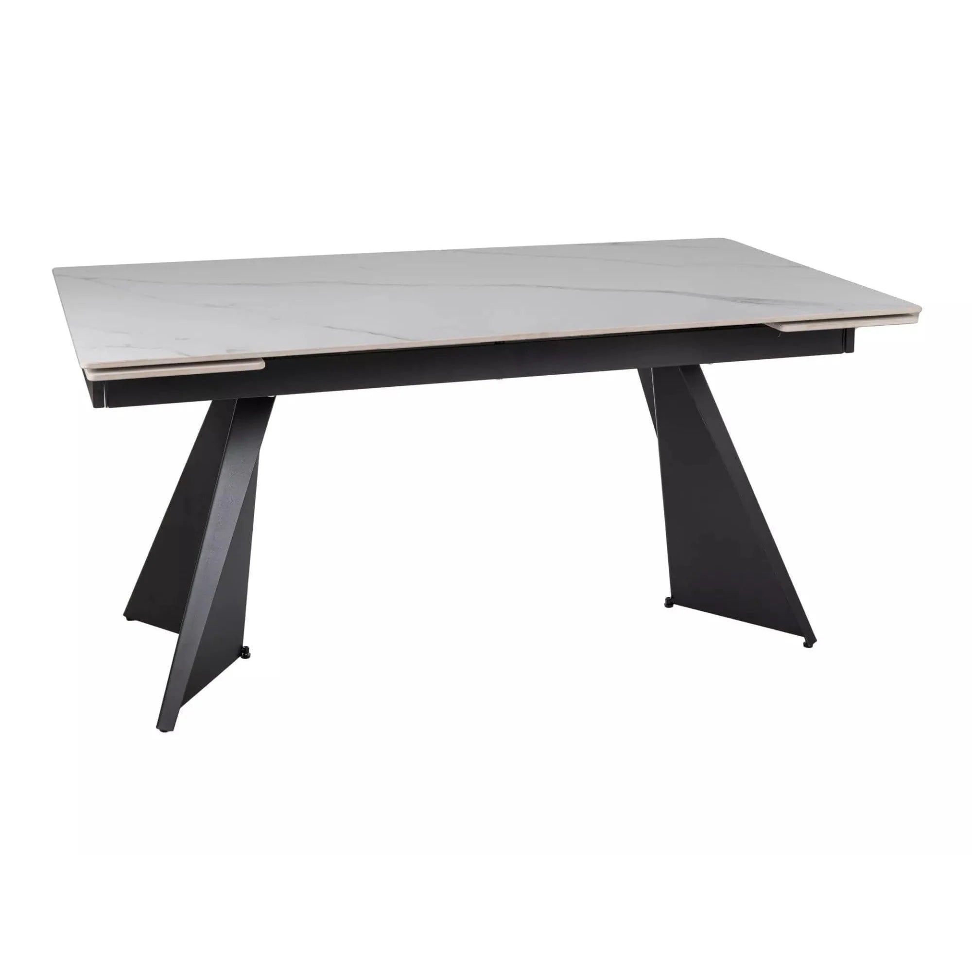 Masa extensibila LACONI, alb cu efect de marmura, ceramica/metal, 160/220x90x76 cm