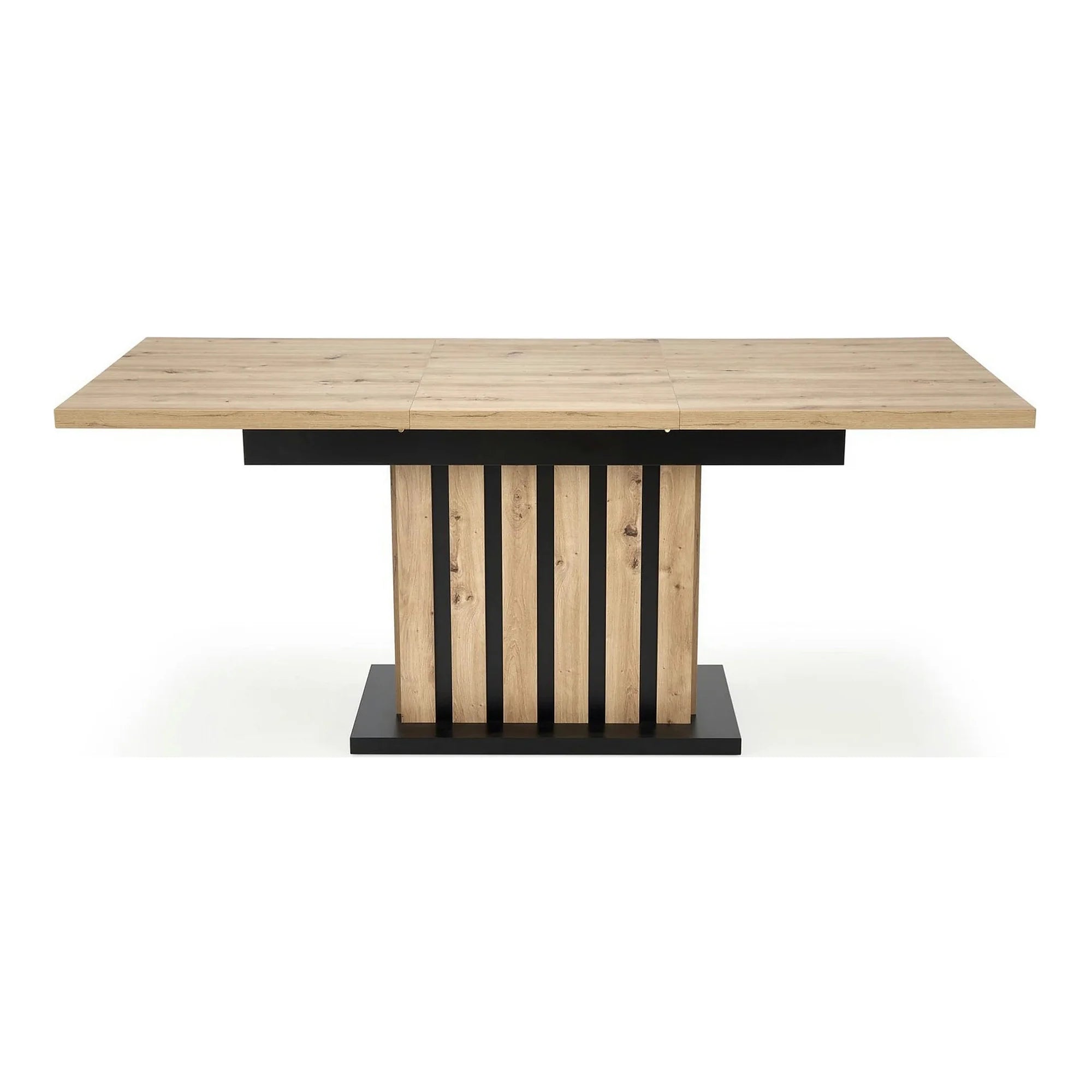 Masa extensibila LAMELLO, stejar/negru, PAL laminat, 130/180x80x76 cm