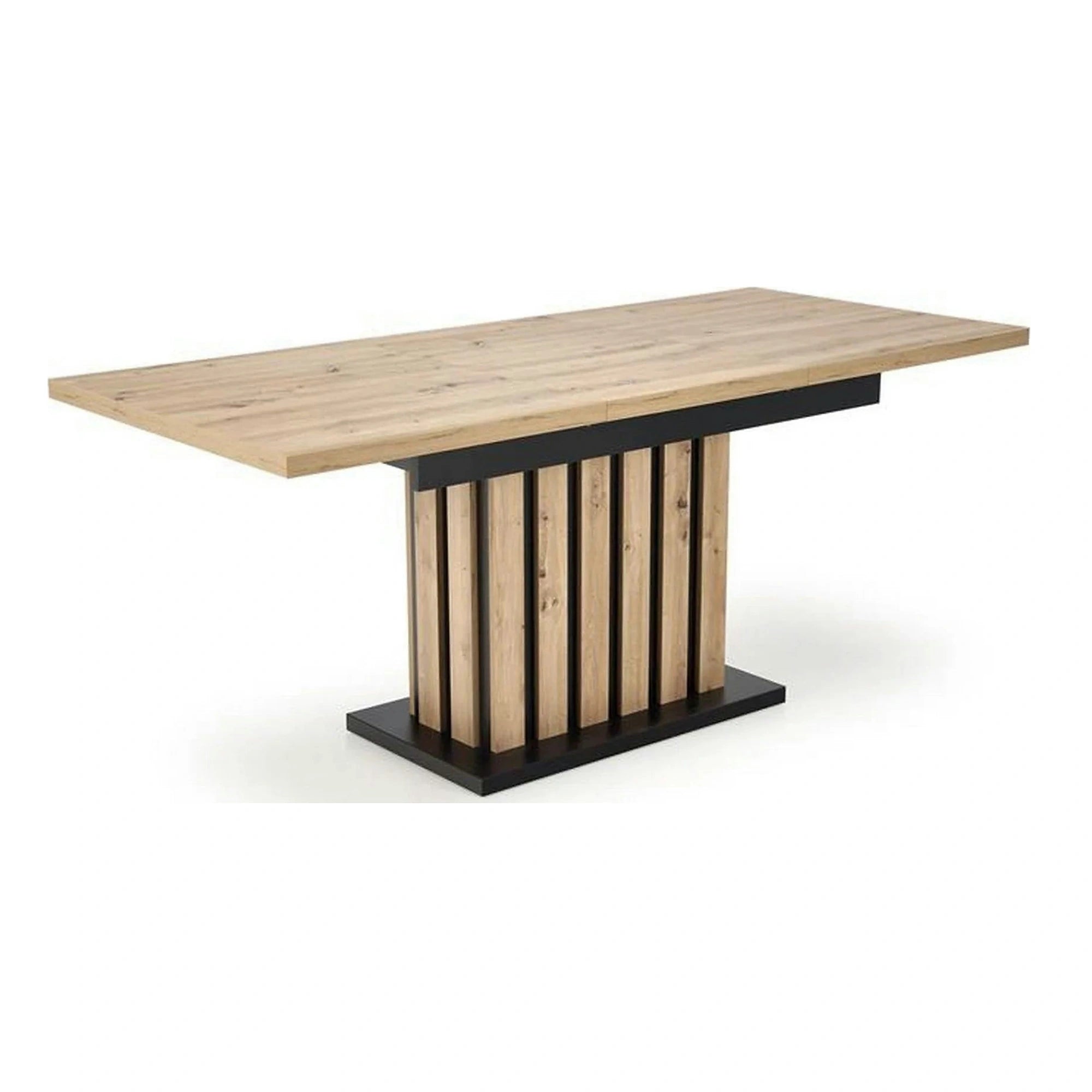 Masa extensibila LAMELLO, stejar/negru, PAL laminat, 130/180x80x76 cm