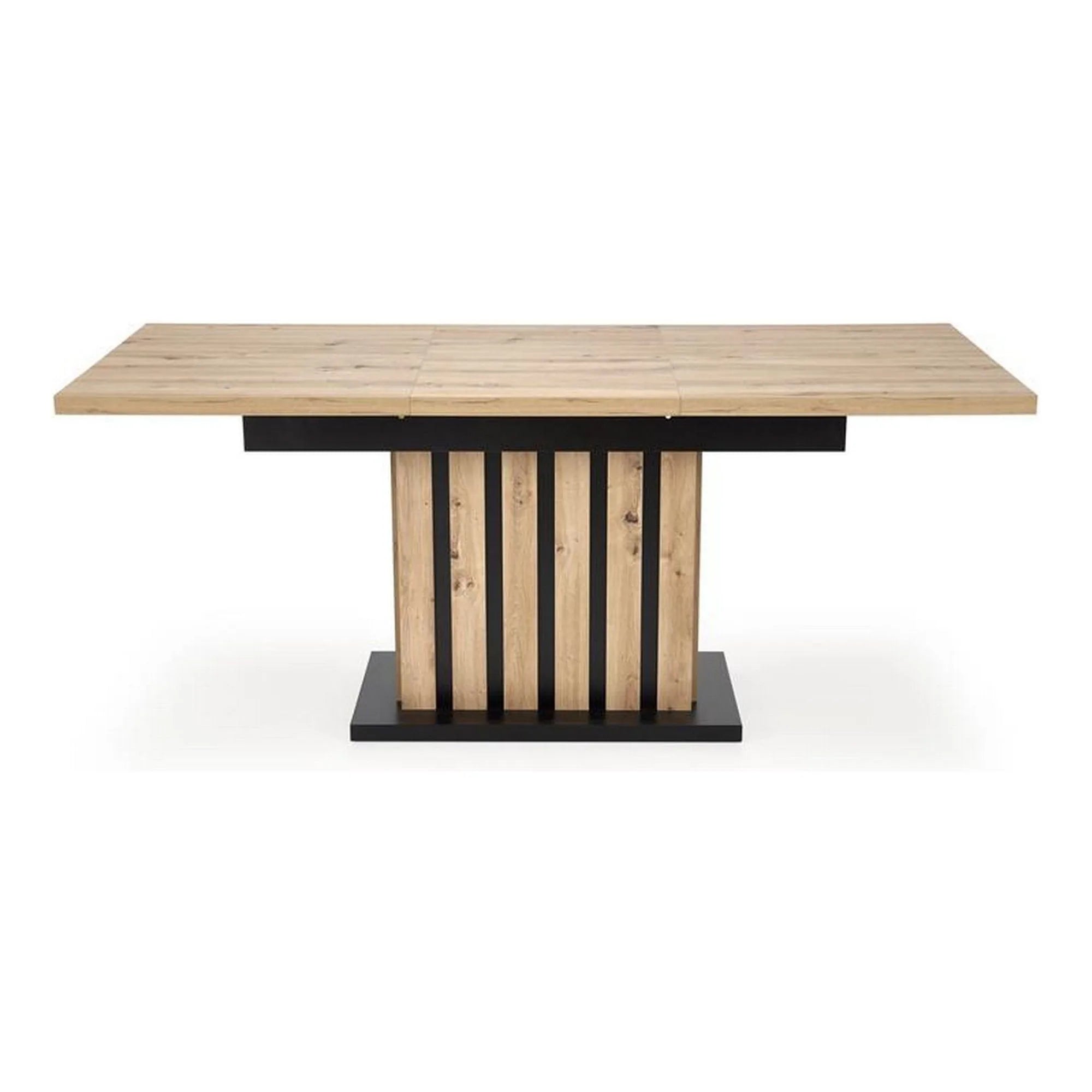 Masa extensibila LAMELLO, stejar/negru, PAL laminat, 130/180x80x76 cm