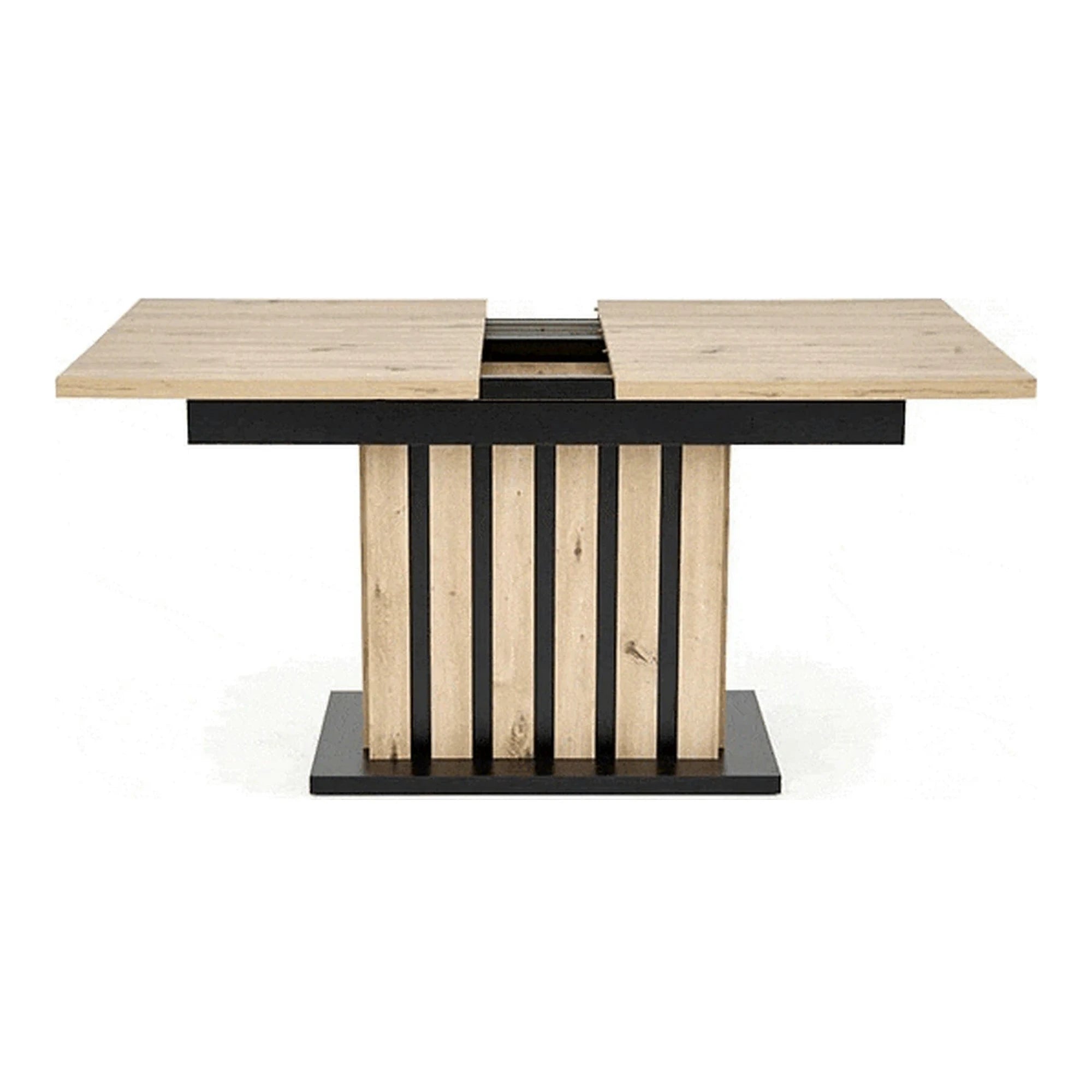 Masa extensibila LAMELLO, stejar/negru, PAL laminat, 160/210x90x76 cm