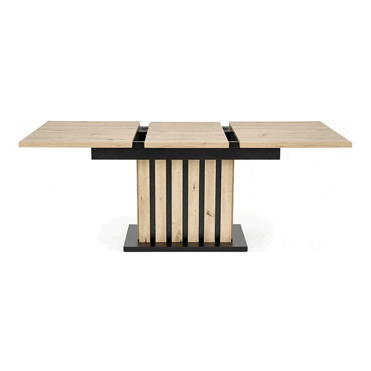 Masa extensibila LAMELLO, stejar/negru, PAL laminat, 160/210x90x76 cm