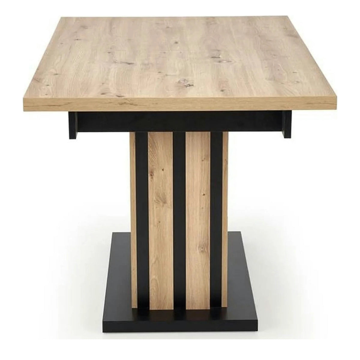 Masa extensibila LAMELLO, stejar/negru, PAL laminat, 160/210x90x76 cm