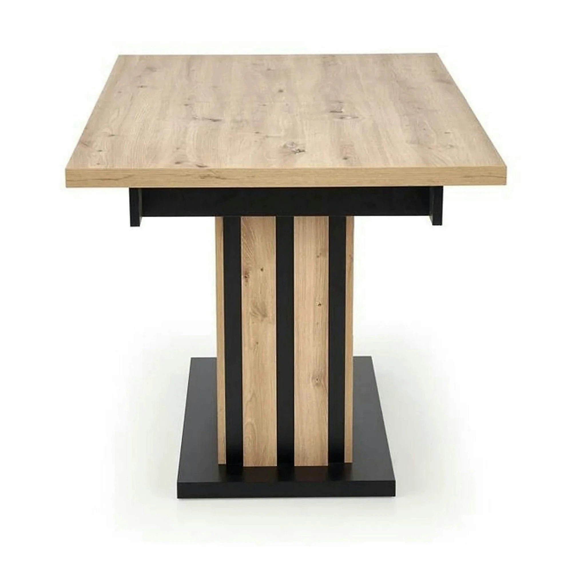 Masa extensibila LAMELLO, stejar/negru, PAL laminat, 160/210x90x76 cm
