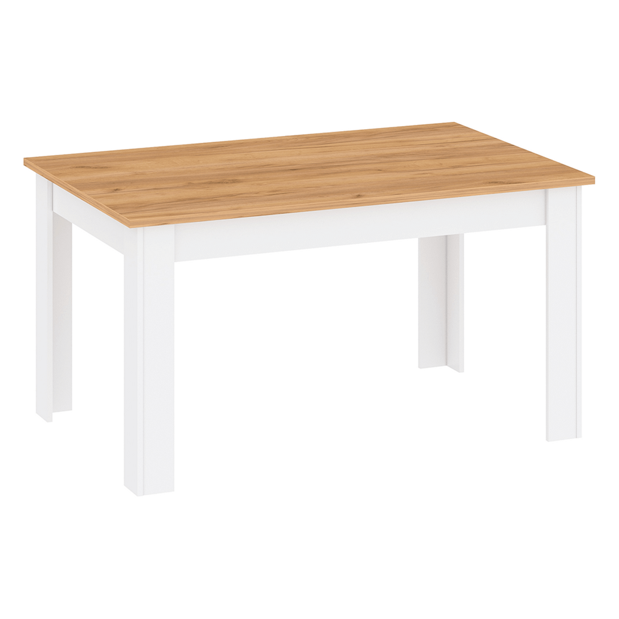 Masa extensibila LANZETTE S, stejar/alb, DTD laminat, 135/184x86x76 cm