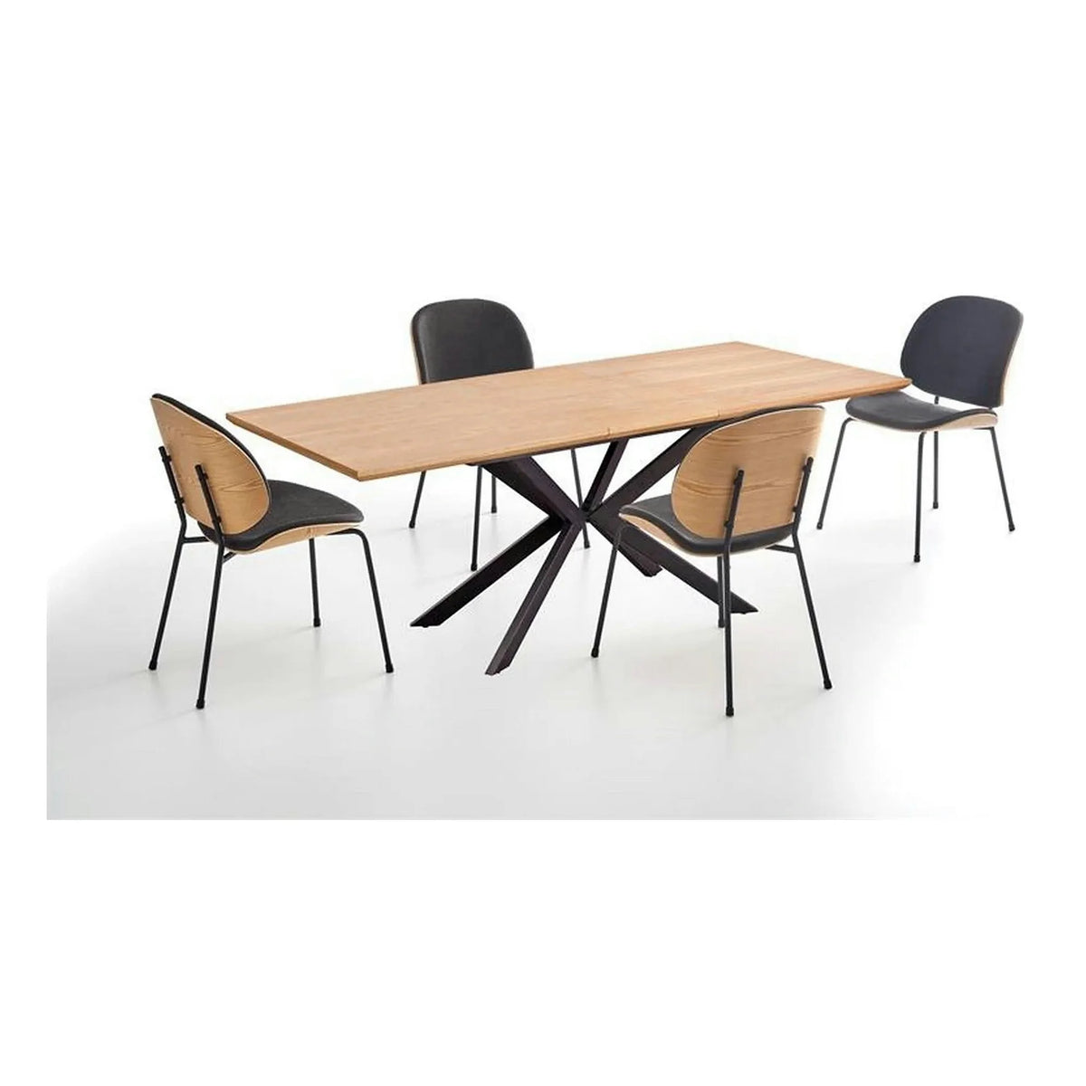Masa extensibila LEGARTO, stejar/negru, 160/200x90x76 cm