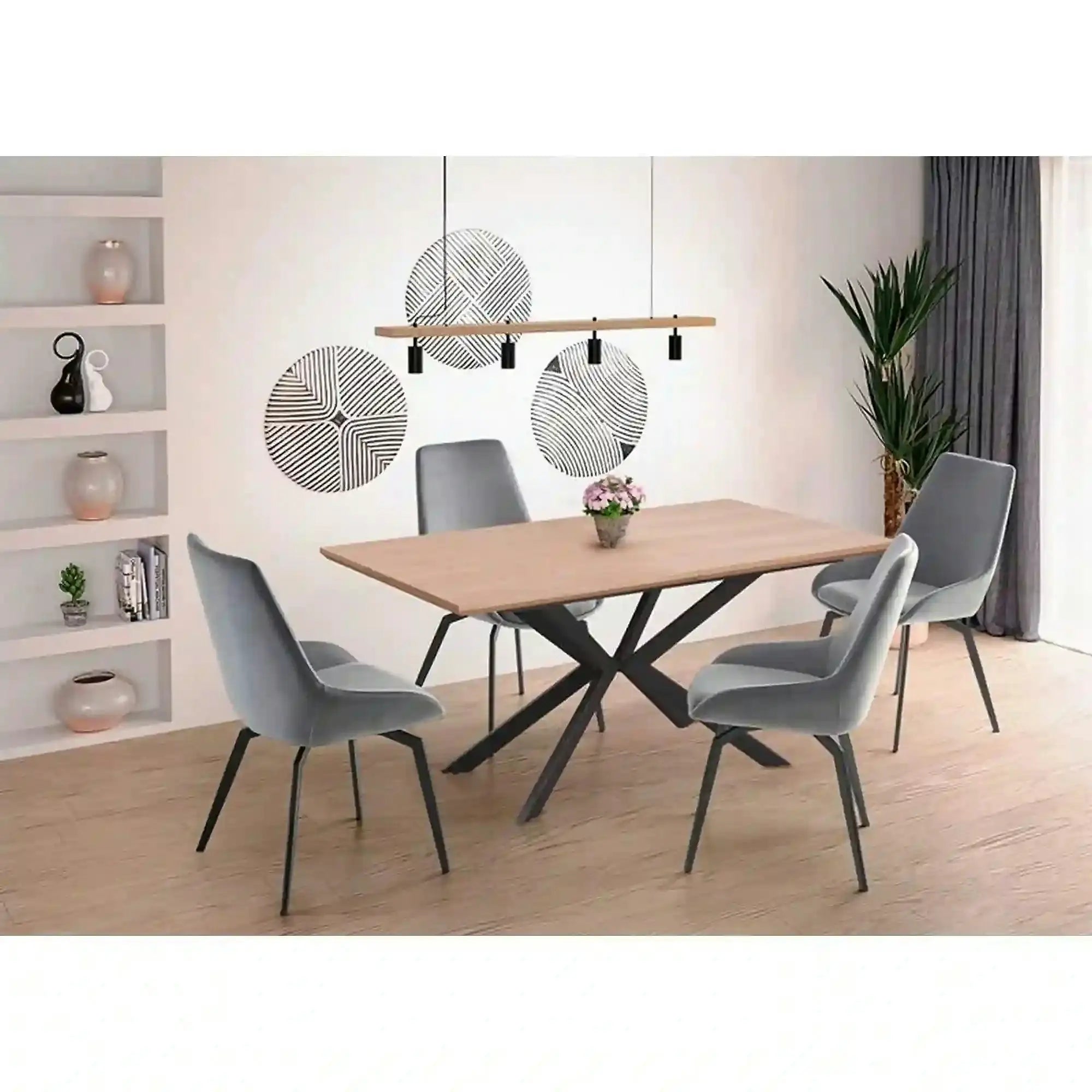 Masa extensibila LEGARTO, stejar/negru, 160/200x90x76 cm