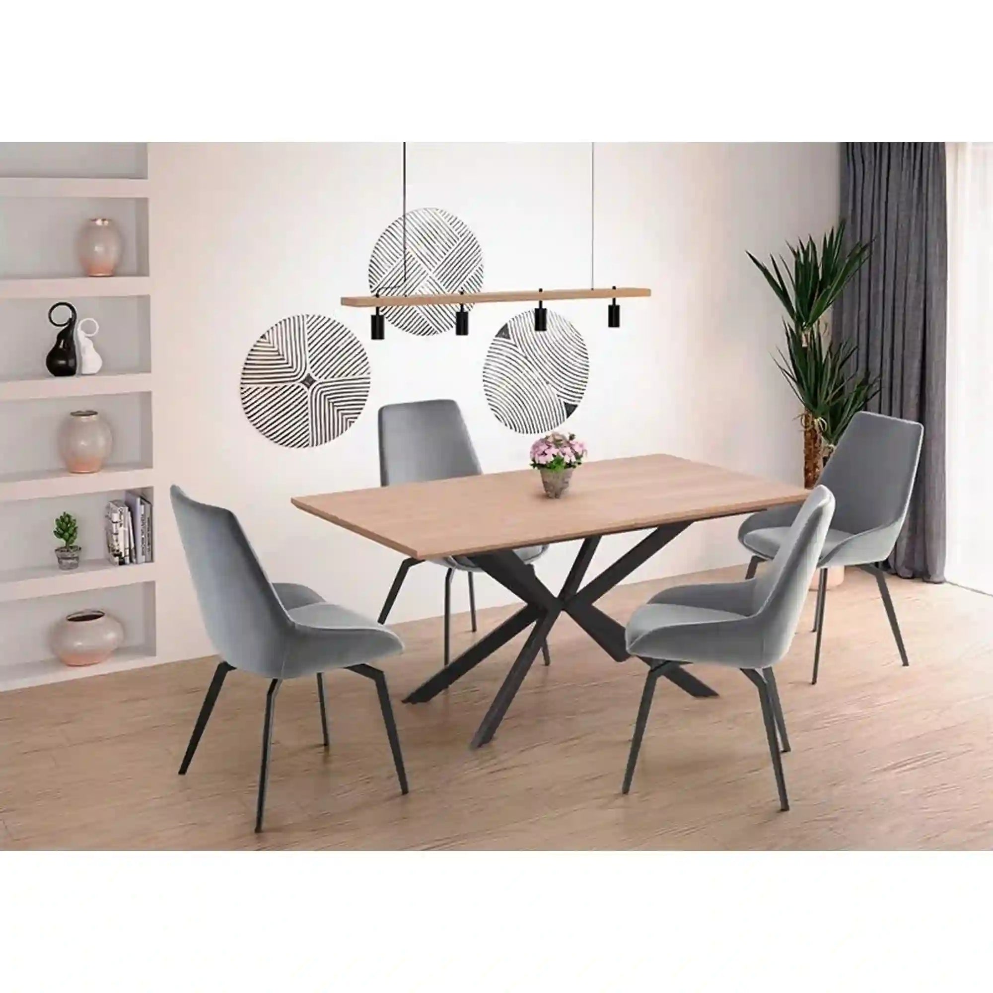 Masa extensibila LEGARTO, stejar/negru, 160/200x90x76 cm