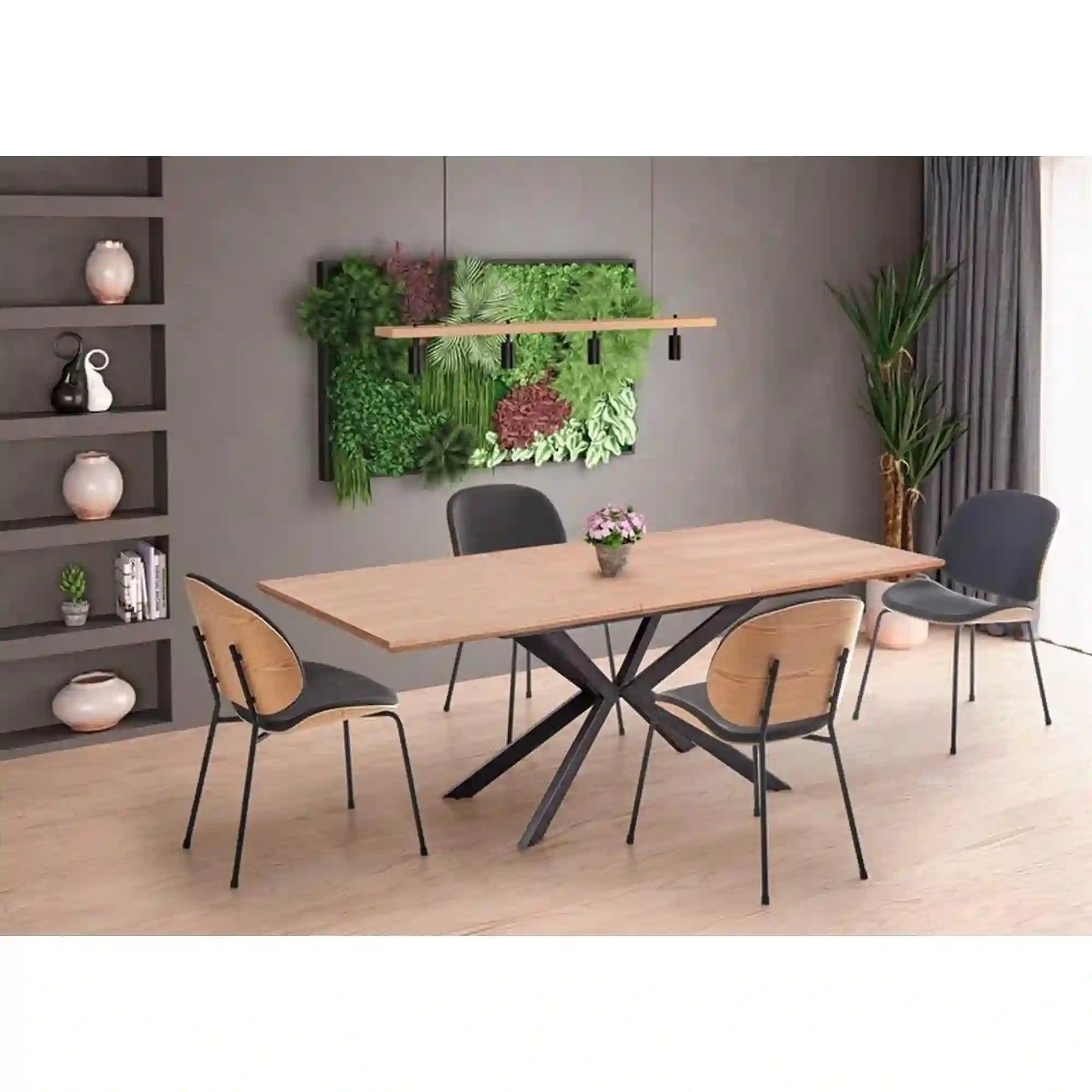 Masa extensibila LEGARTO, stejar/negru, 160/200x90x76 cm