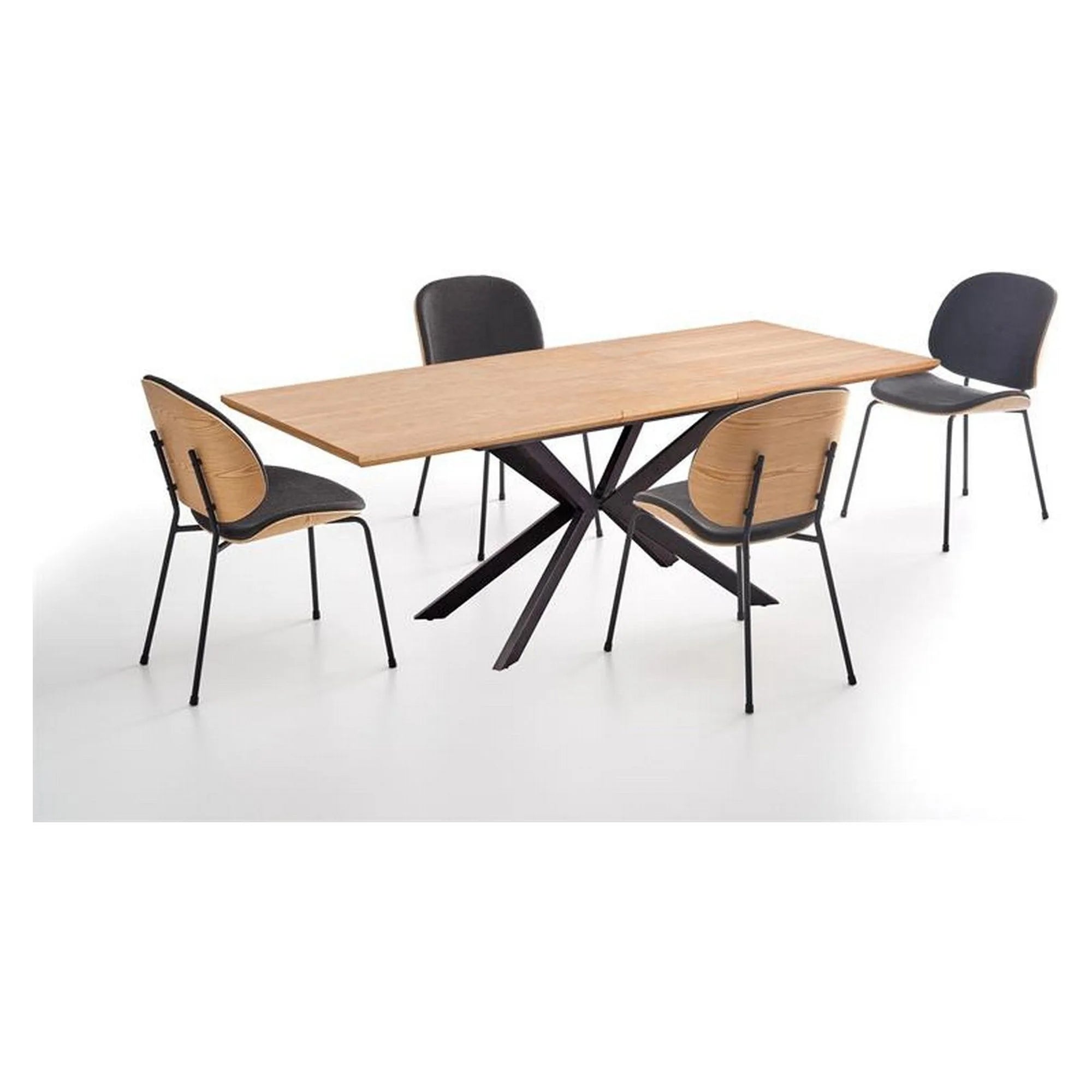 Masa extensibila LEGARTO, stejar/negru, 160/200x90x76 cm