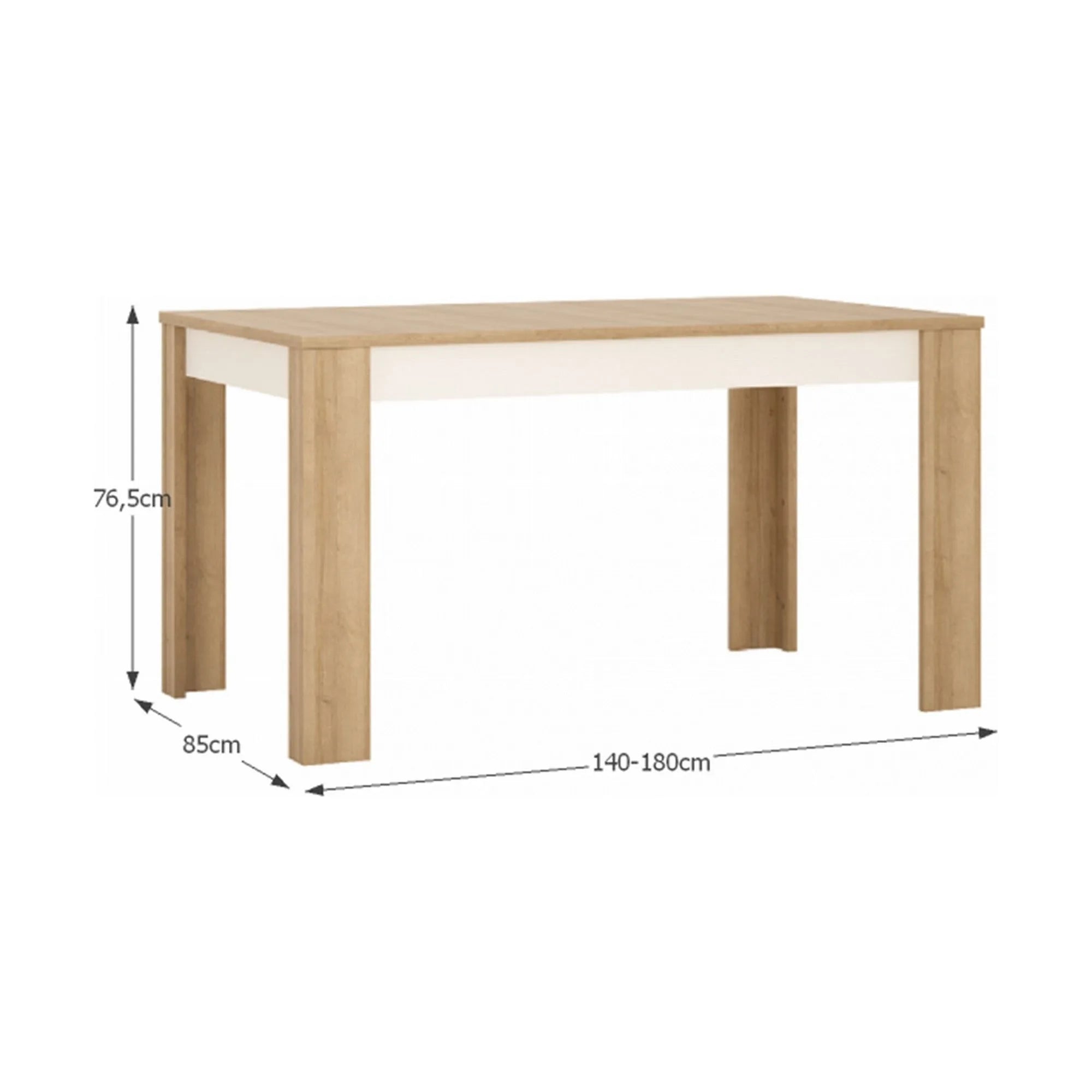 Masa extensibila LEORNARDO LYOT03, stejar riviera/alb, PAL melaminat, 140/180x85x76 cm