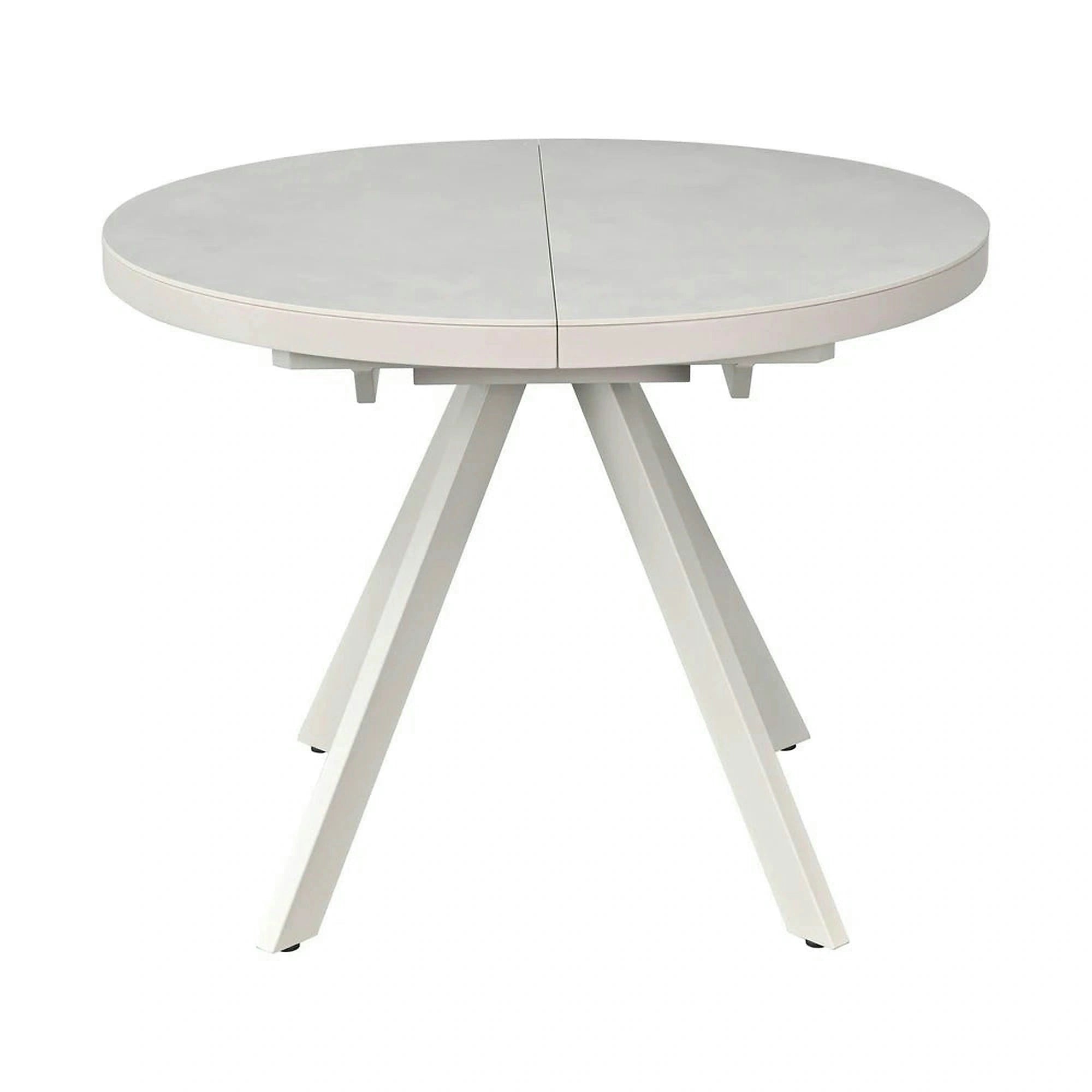 Masa extensibila LIBRA, grej cu efect de piatra travertin, ceramica/metal, 100/130x100x75 cm