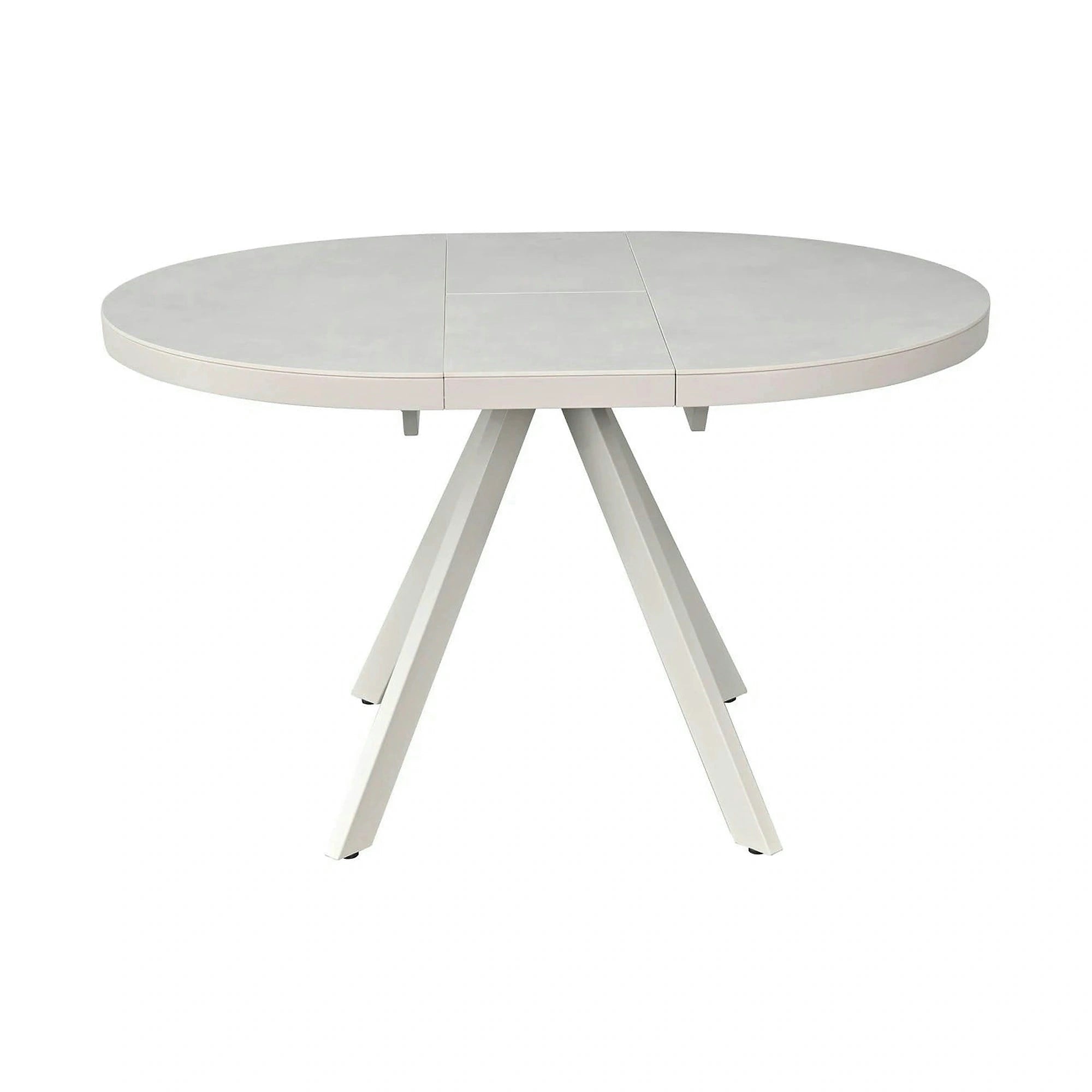 Masa extensibila LIBRA, grej cu efect de piatra travertin, ceramica/metal, 100/130x100x75 cm