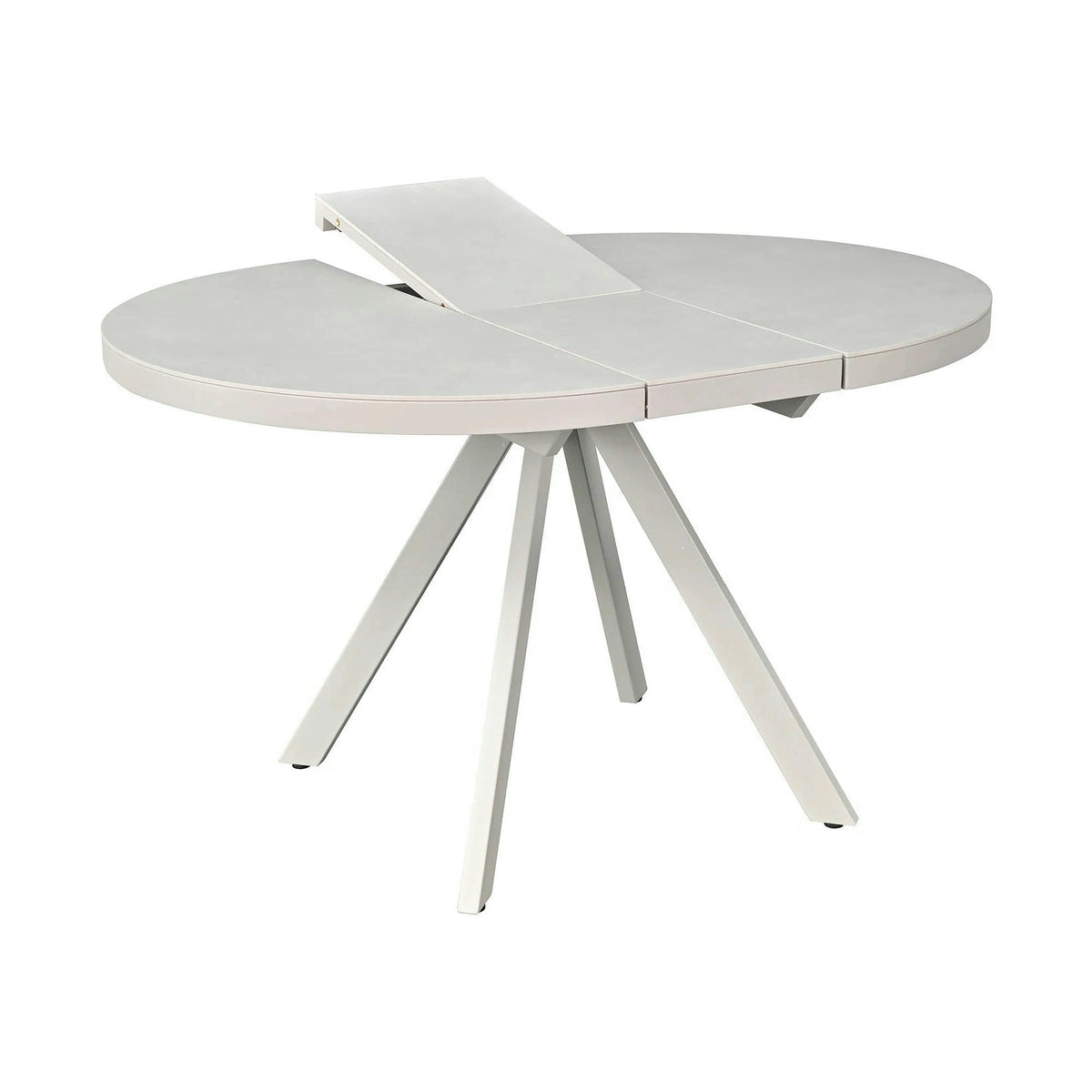 Masa extensibila LIBRA, grej cu efect de piatra travertin, ceramica/metal, 100/130x100x75 cm