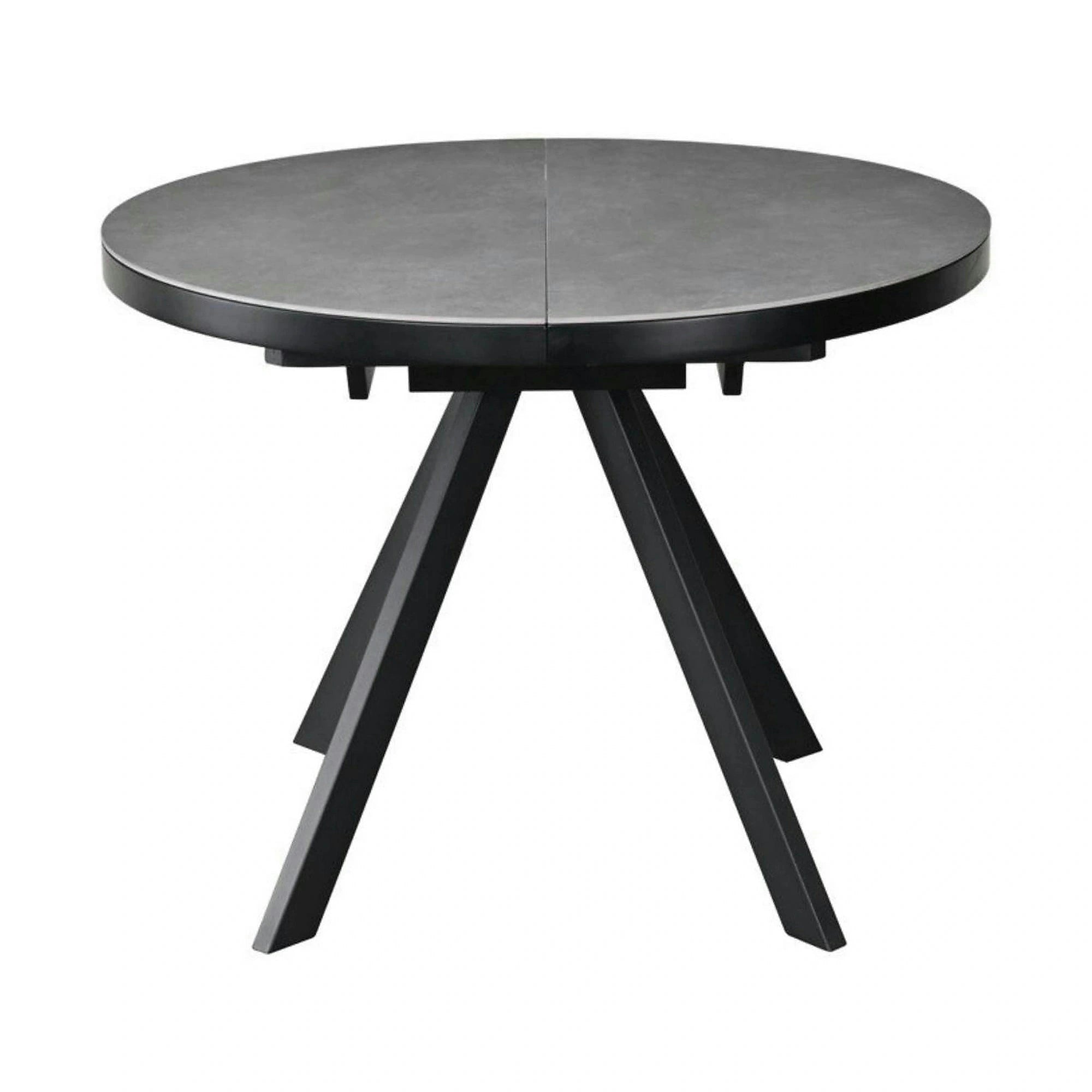 Masa extensibila LIBRA, gri mat/negru, ceramica/metal, 100/130x100x75 cm
