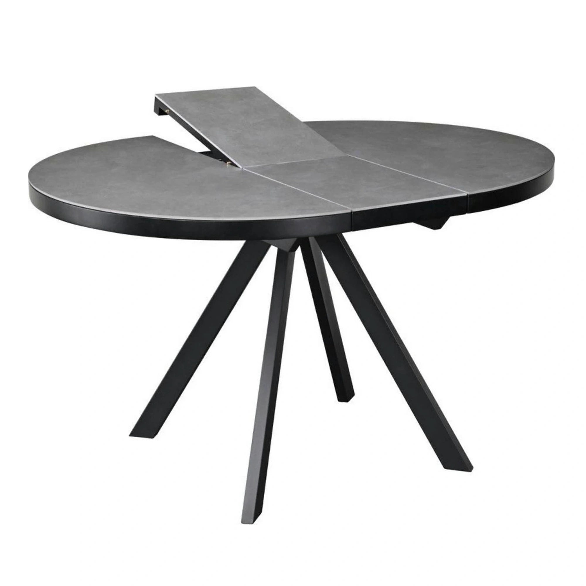 Masa extensibila LIBRA, gri mat/negru, ceramica/metal, 100/130x100x75 cm