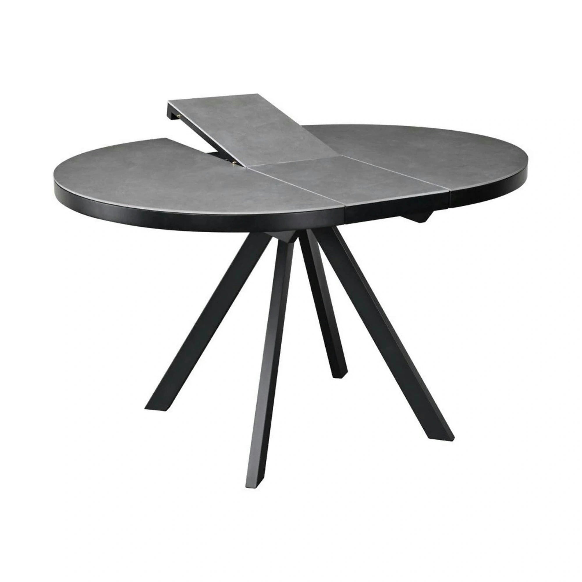Masa extensibila LIBRA, gri mat/negru, ceramica/metal, 100/130x100x75 cm