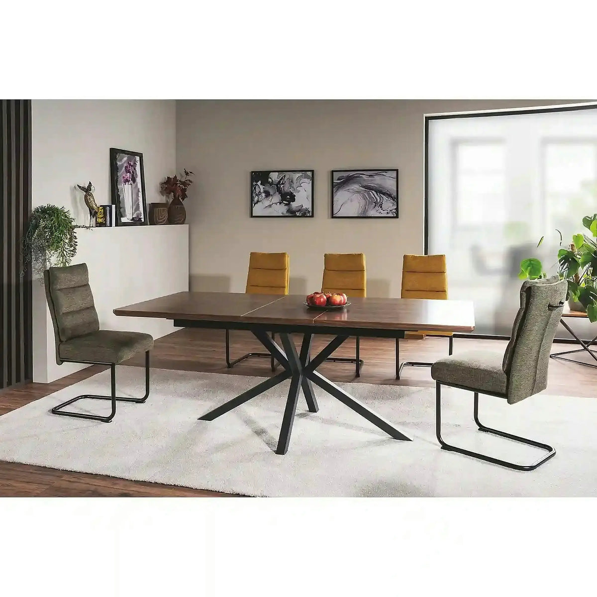Masa extensibila LOGAN, nuc/negru mat, 160/200x90x75 cm