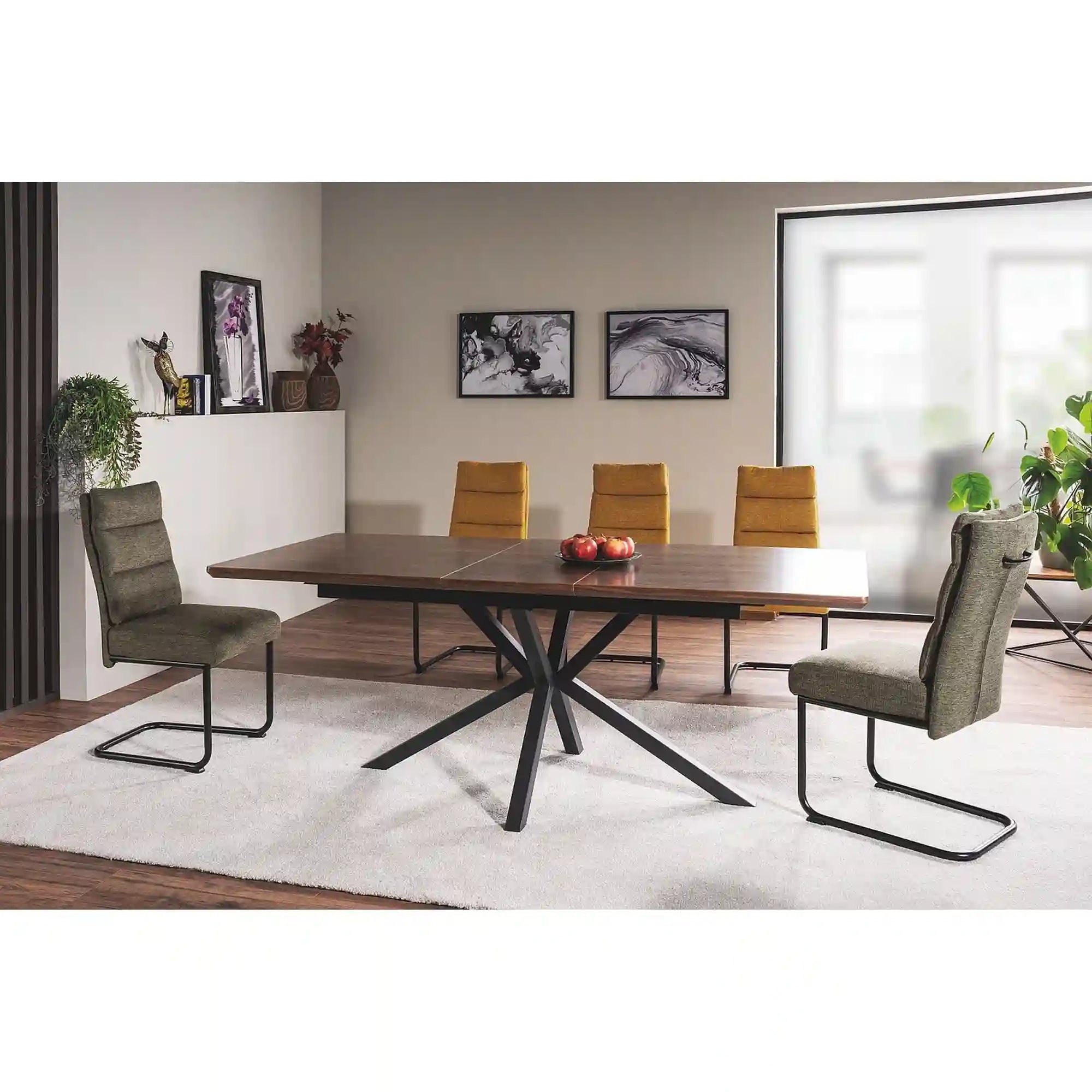 Masa extensibila LOGAN, nuc/negru mat, 160/200x90x75 cm