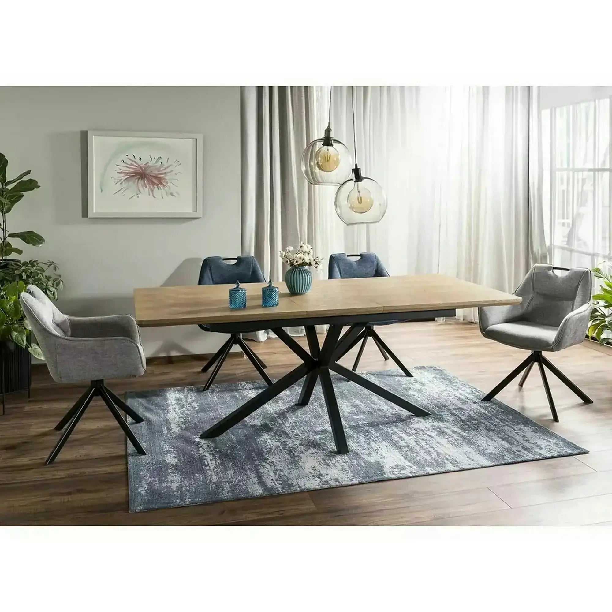 Masa extensibila LOGAN, stejar/negru, 160/200x90x76 cm