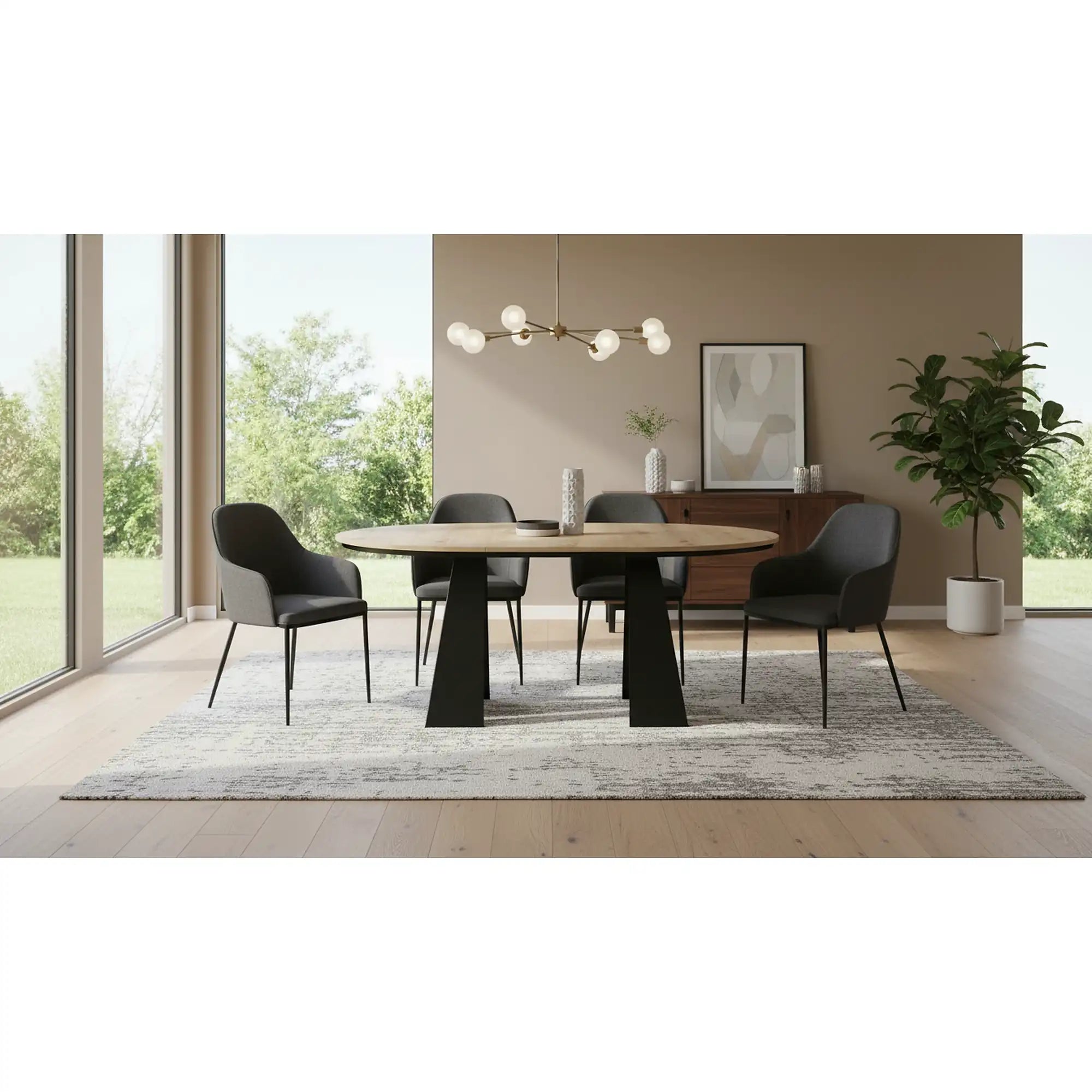 Masa extensibila LORIAN, stejar artisan/negru, 100/176x100x76 cm