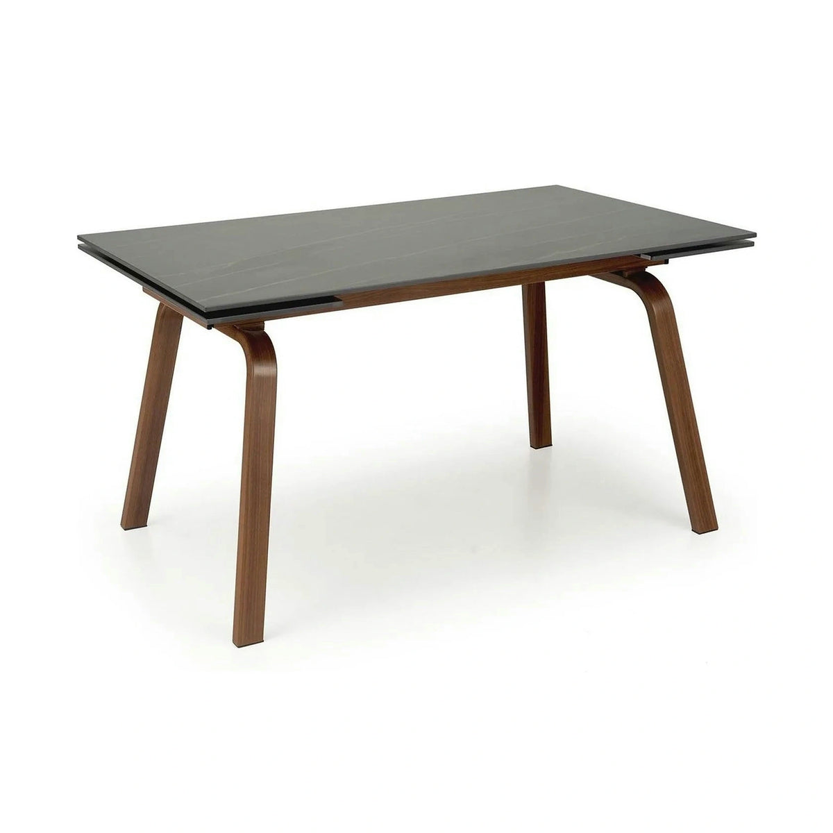 Masa extensibila LOZANO, maro/nuc, metal/piatra sinterizata, 140-200x82x76 cm