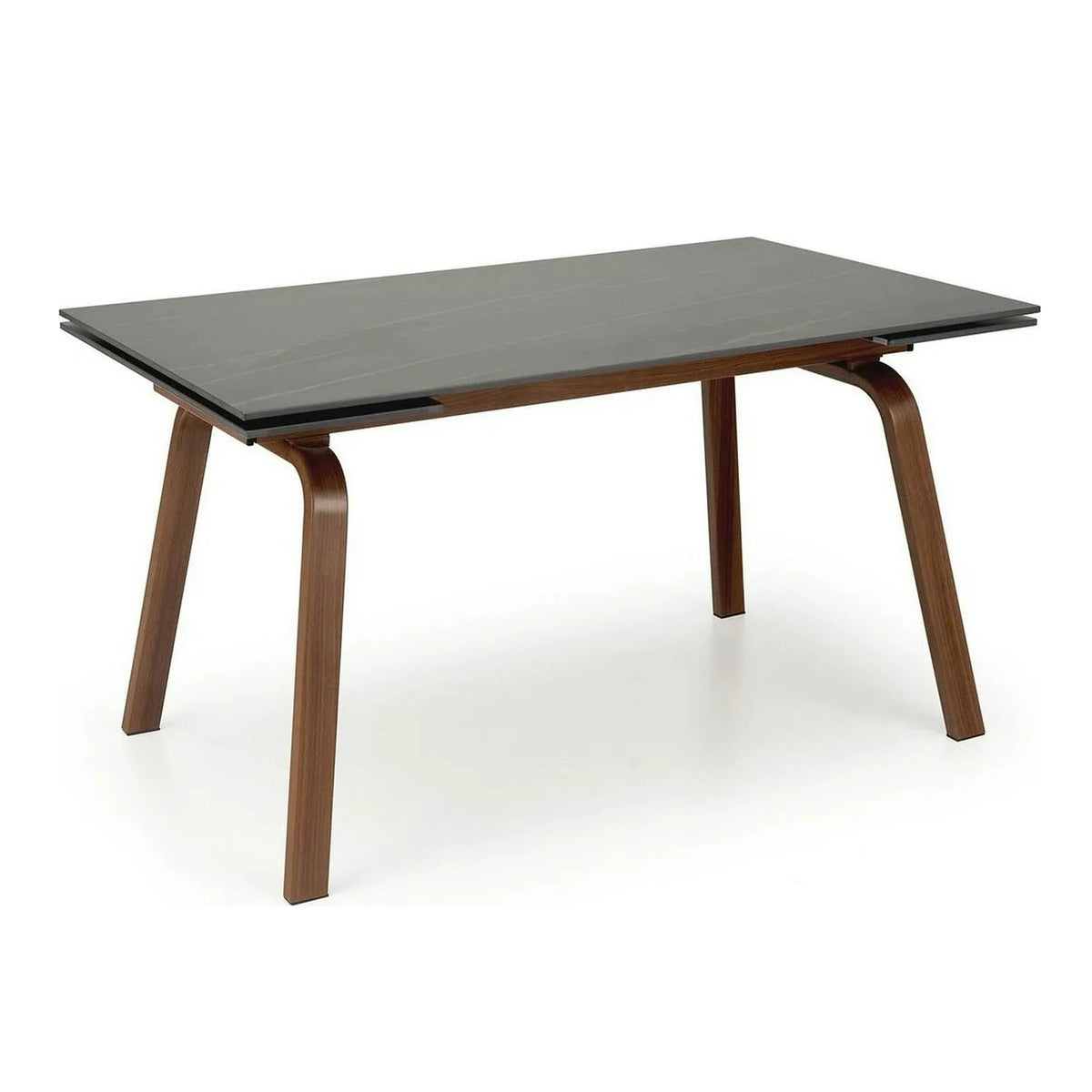 Masa extensibila LOZANO, maro/nuc, metal/piatra sinterizata, 140-200x82x76 cm