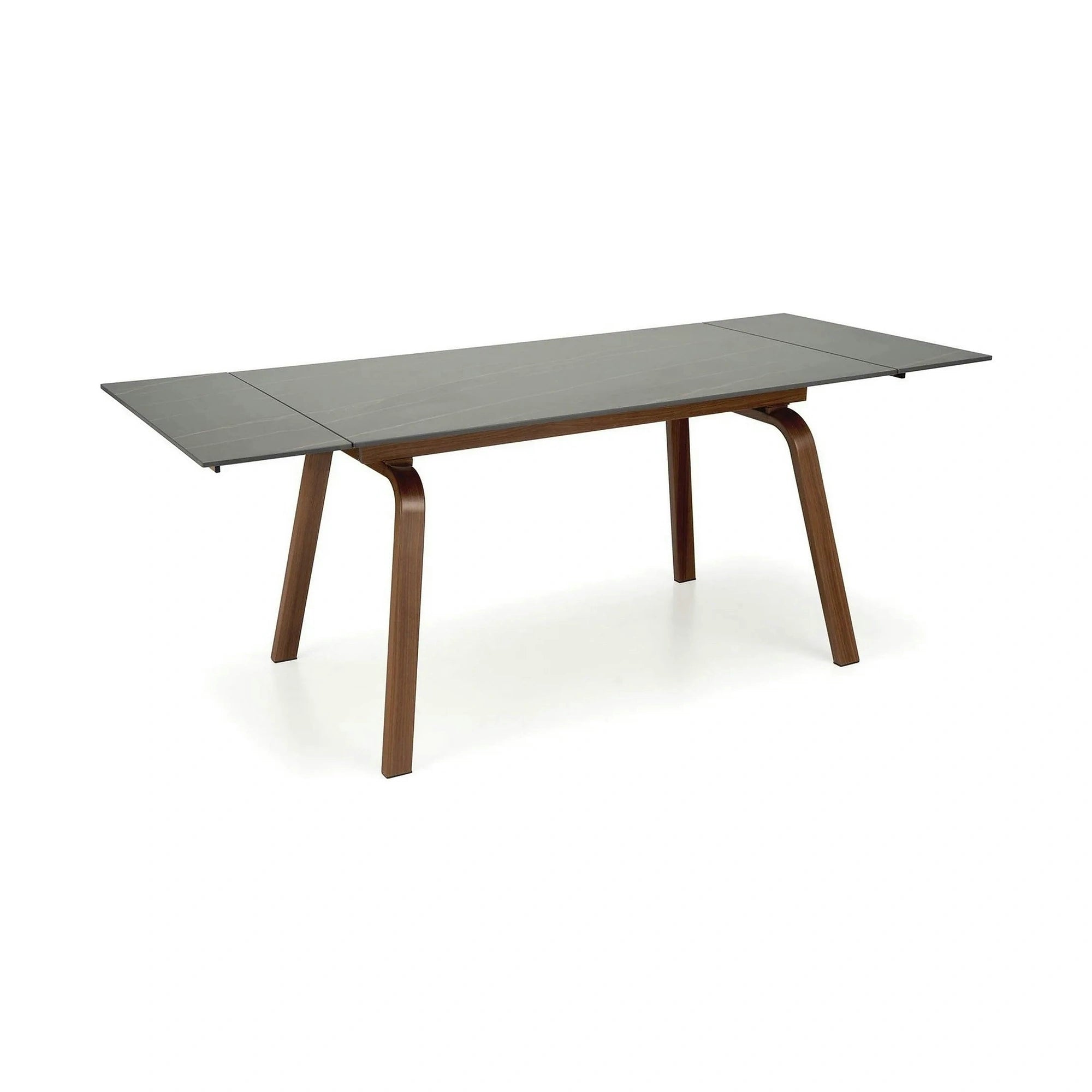 Masa extensibila LOZANO, maro/nuc, metal/piatra sinterizata, 140-200x82x76 cm