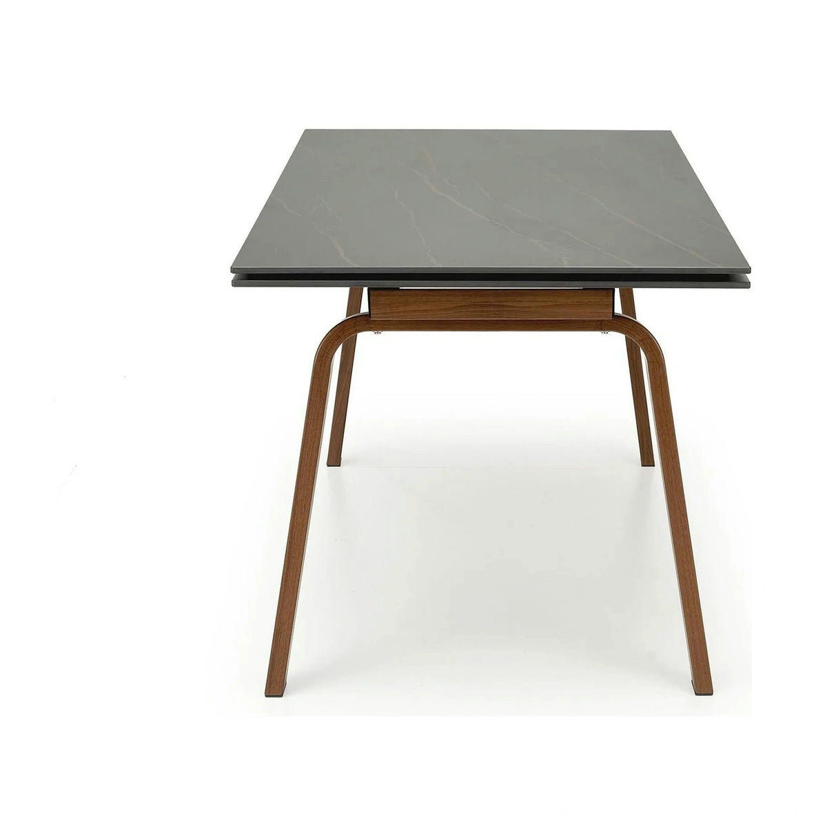 Masa extensibila LOZANO, maro/nuc, metal/piatra sinterizata, 140-200x82x76 cm