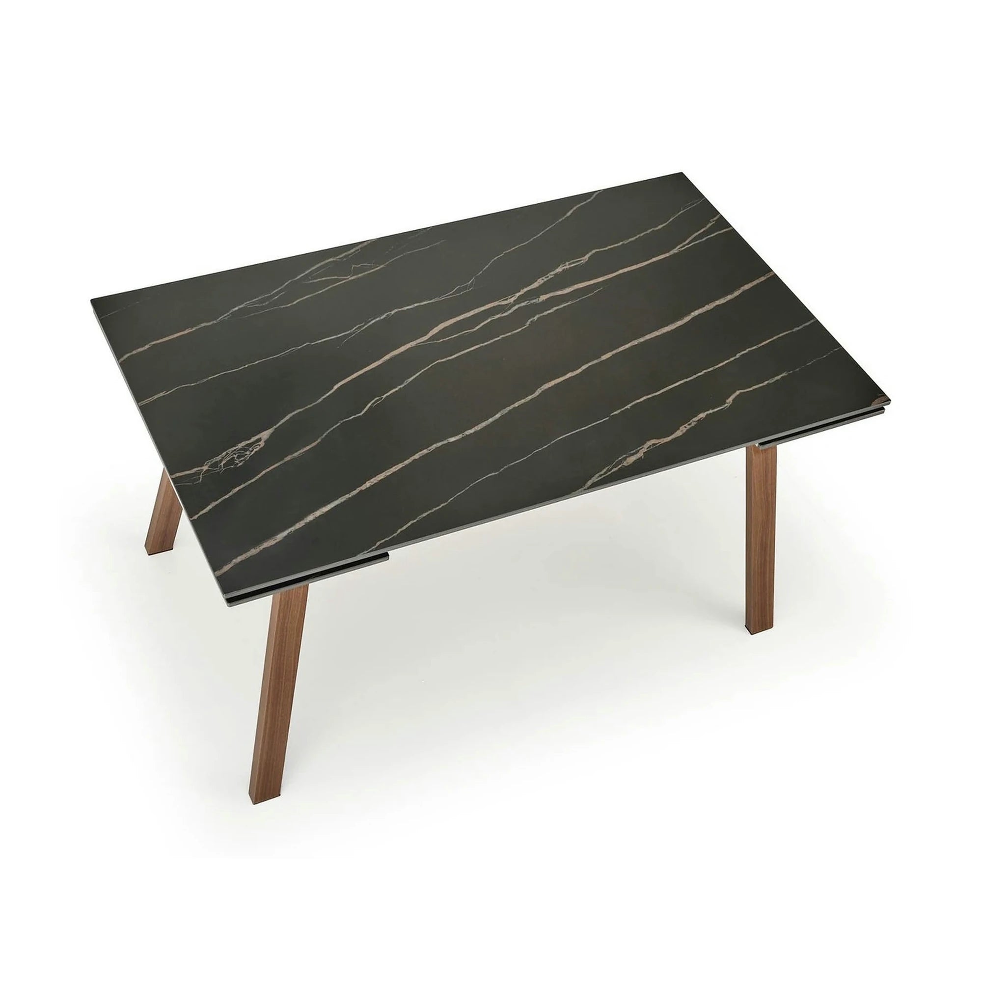 Masa extensibila LOZANO, maro/nuc, metal/piatra sinterizata, 140-200x82x76 cm