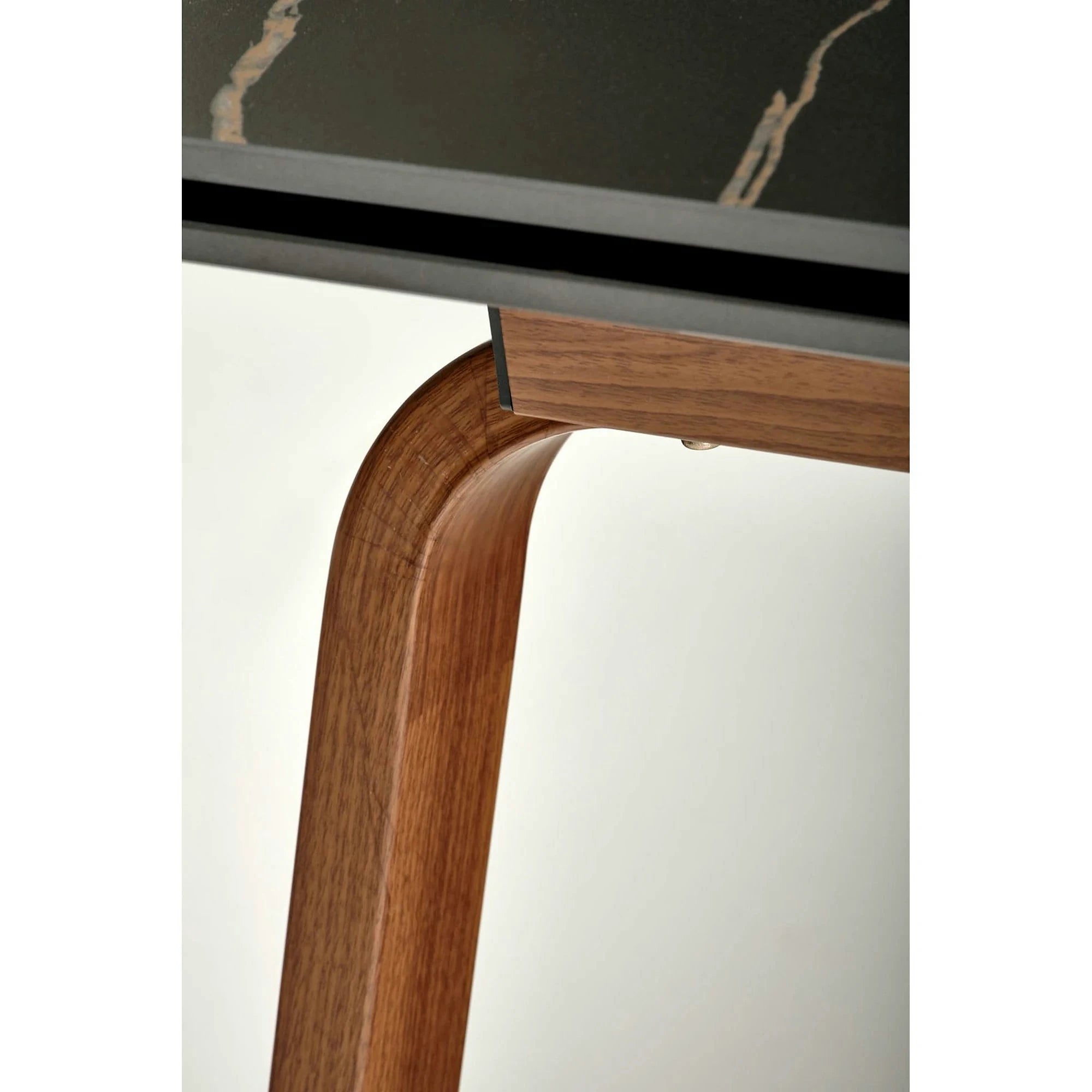 Masa extensibila LOZANO, maro/nuc, metal/piatra sinterizata, 140-200x82x76 cm