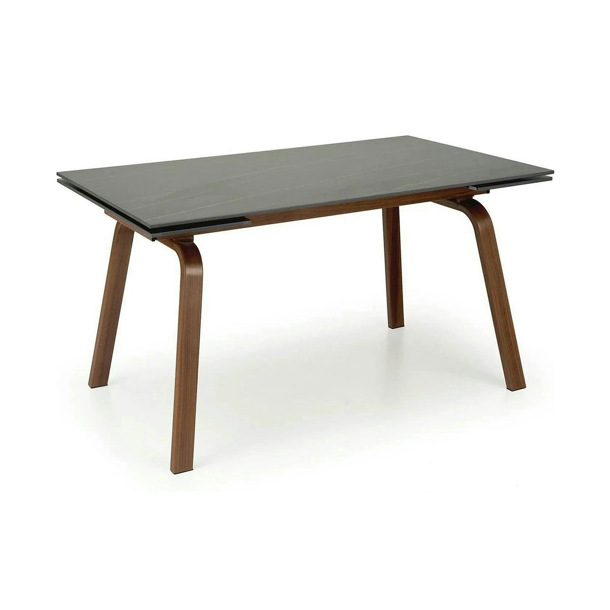 Masa extensibila LOZANO, maro/nuc, metal/piatra sinterizata, 140-200x82x76 cm