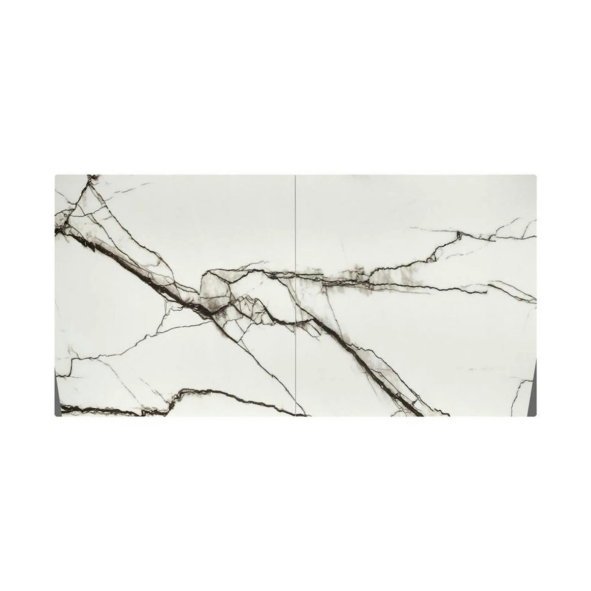 Masa extensibila LUCIANO, alb cu efect de marmura/negru, ceramica/sticla/otel, 180/230x90x76 cm