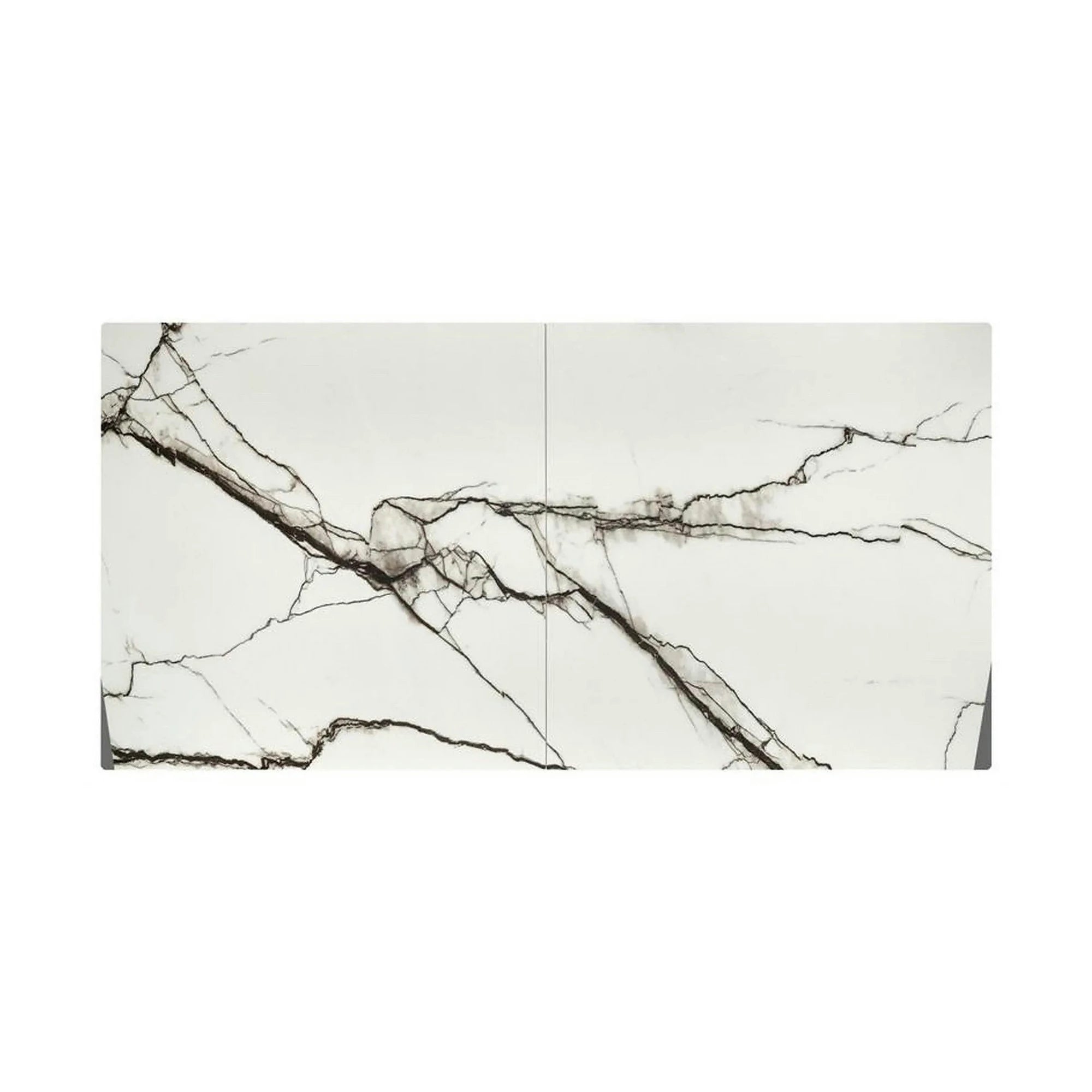 Masa extensibila LUCIANO, alb cu efect de marmura/negru, ceramica/sticla/otel, 180/230x90x76 cm
