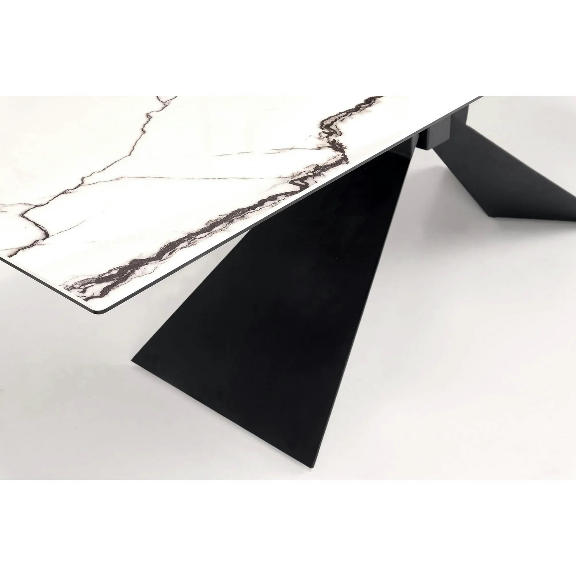 Masa extensibila LUCIANO, alb cu efect de marmura/negru, ceramica/sticla/otel, 180/230x90x76 cm