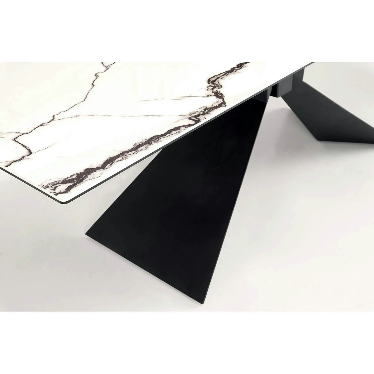 Masa extensibila LUCIANO, alb cu efect de marmura/negru, ceramica/sticla/otel, 180/230x90x76 cm