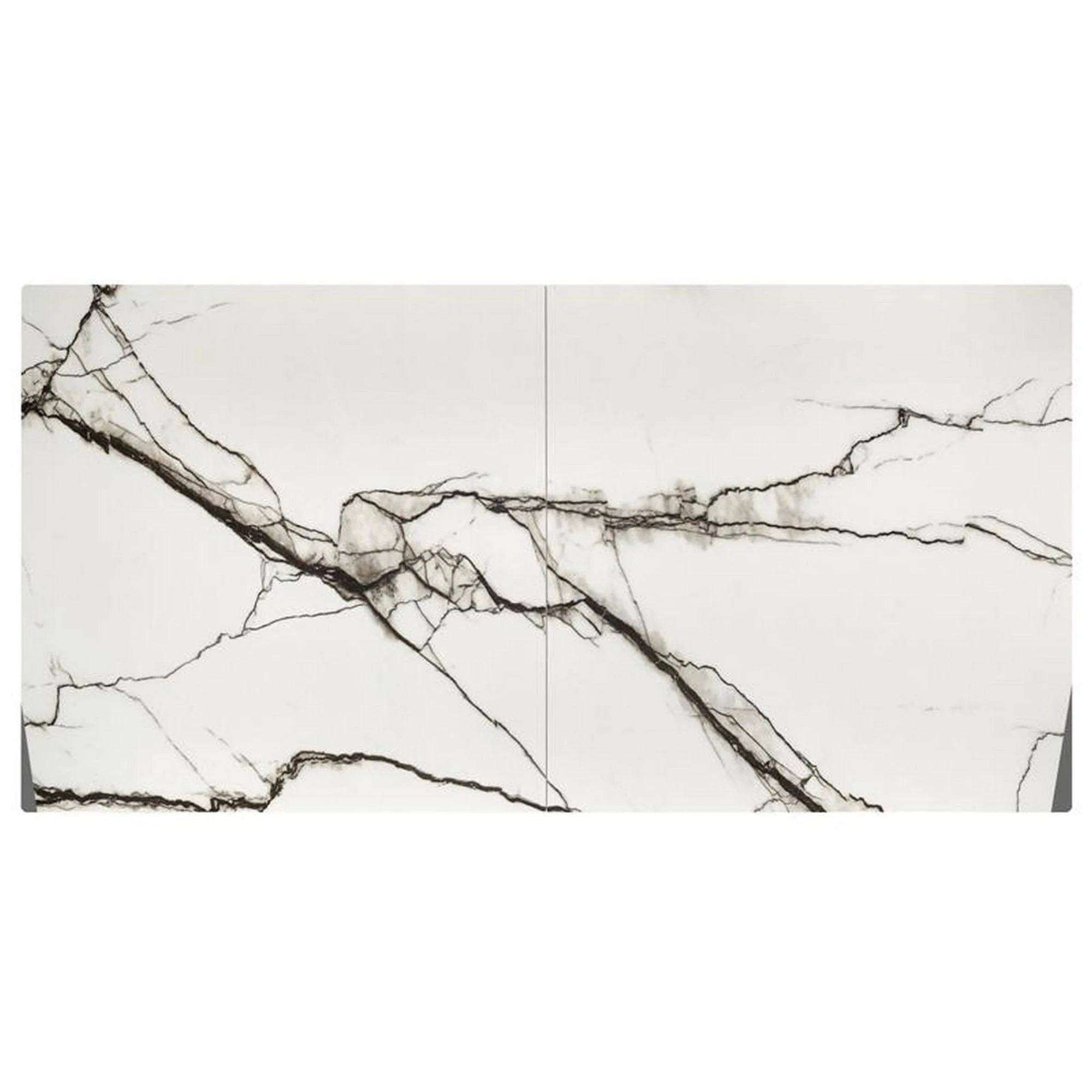 Masa extensibila LUCIANO, alb cu efect de marmura/negru, ceramica/sticla/otel, 180/230x90x76 cm