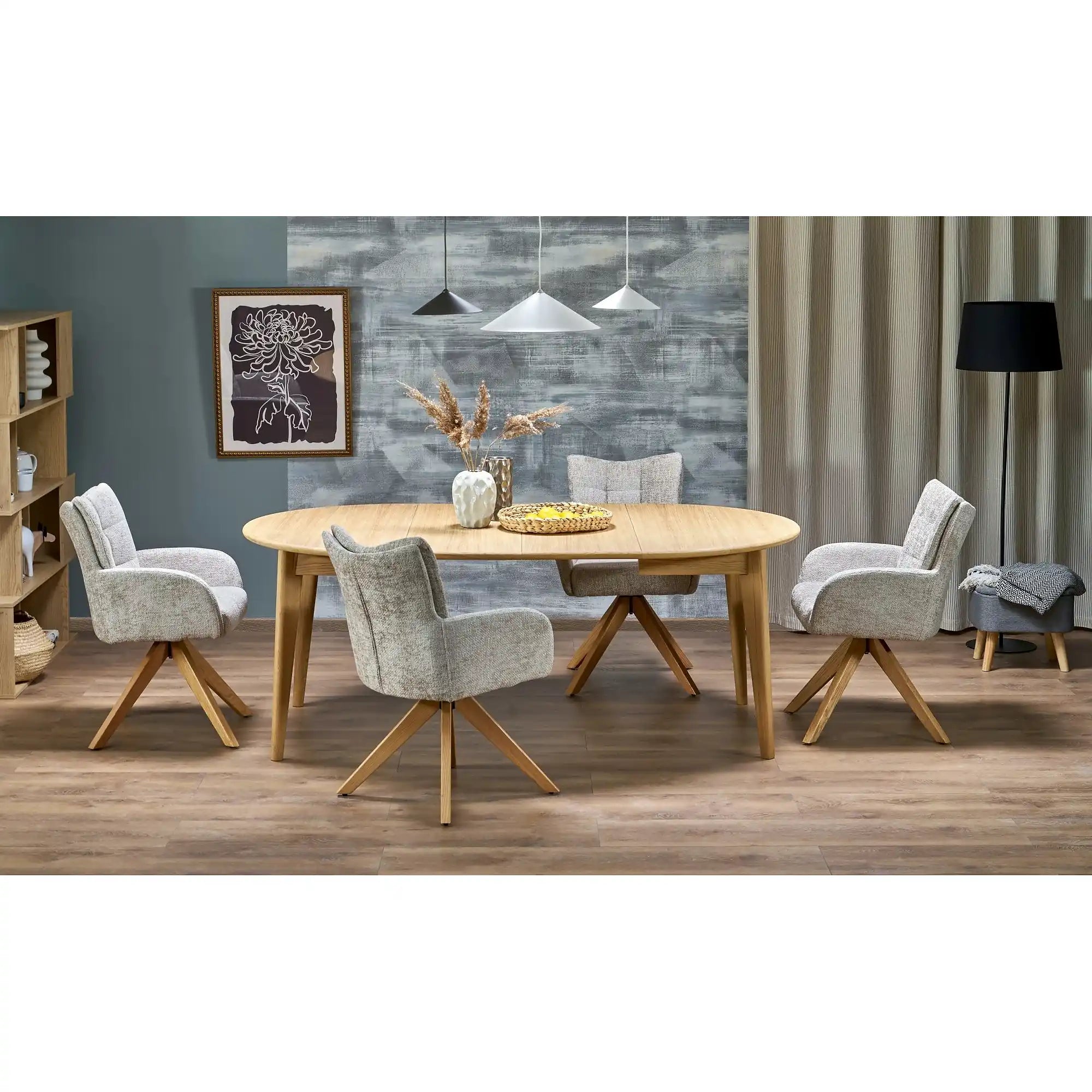 Masa extensibila MAGNUS, stejar natural, PAL laminat/furnir, 120/200x120x76 cm