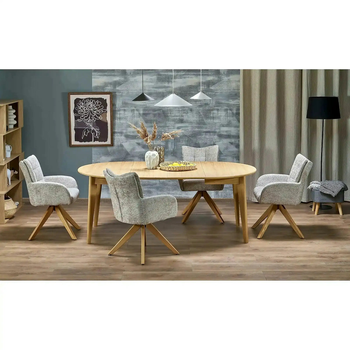 Masa extensibila MAGNUS, stejar natural, PAL laminat/furnir, 120/200x120x76 cm
