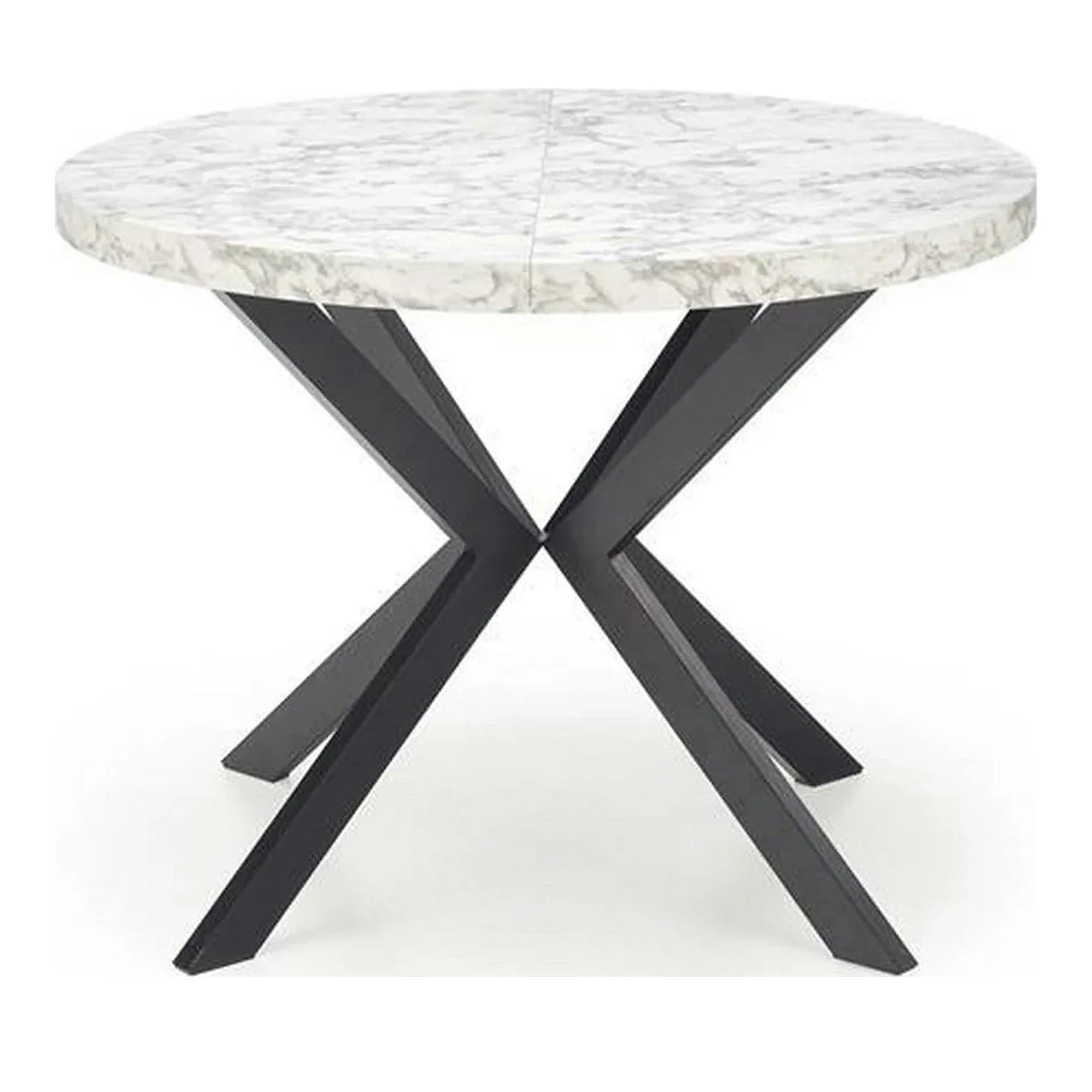 Masa extensibila mare PERONI, alb/negru, PAL furniruit /otel, 100/250x100x75 cm