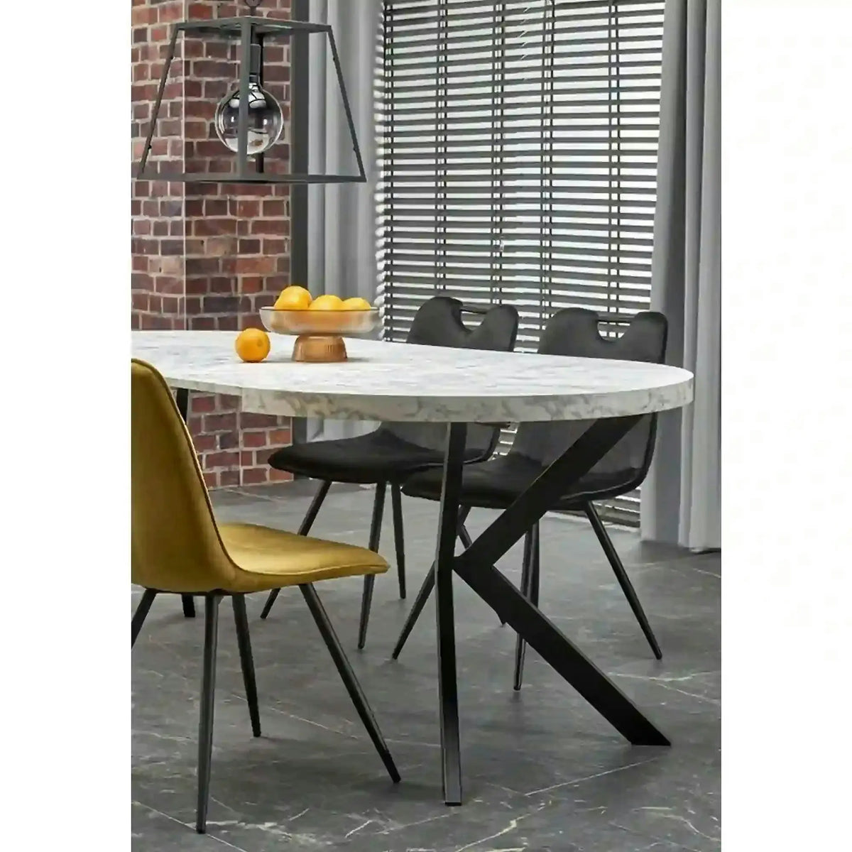 Masa extensibila mare PERONI, alb/negru, PAL furniruit /otel, 100/250x100x75 cm