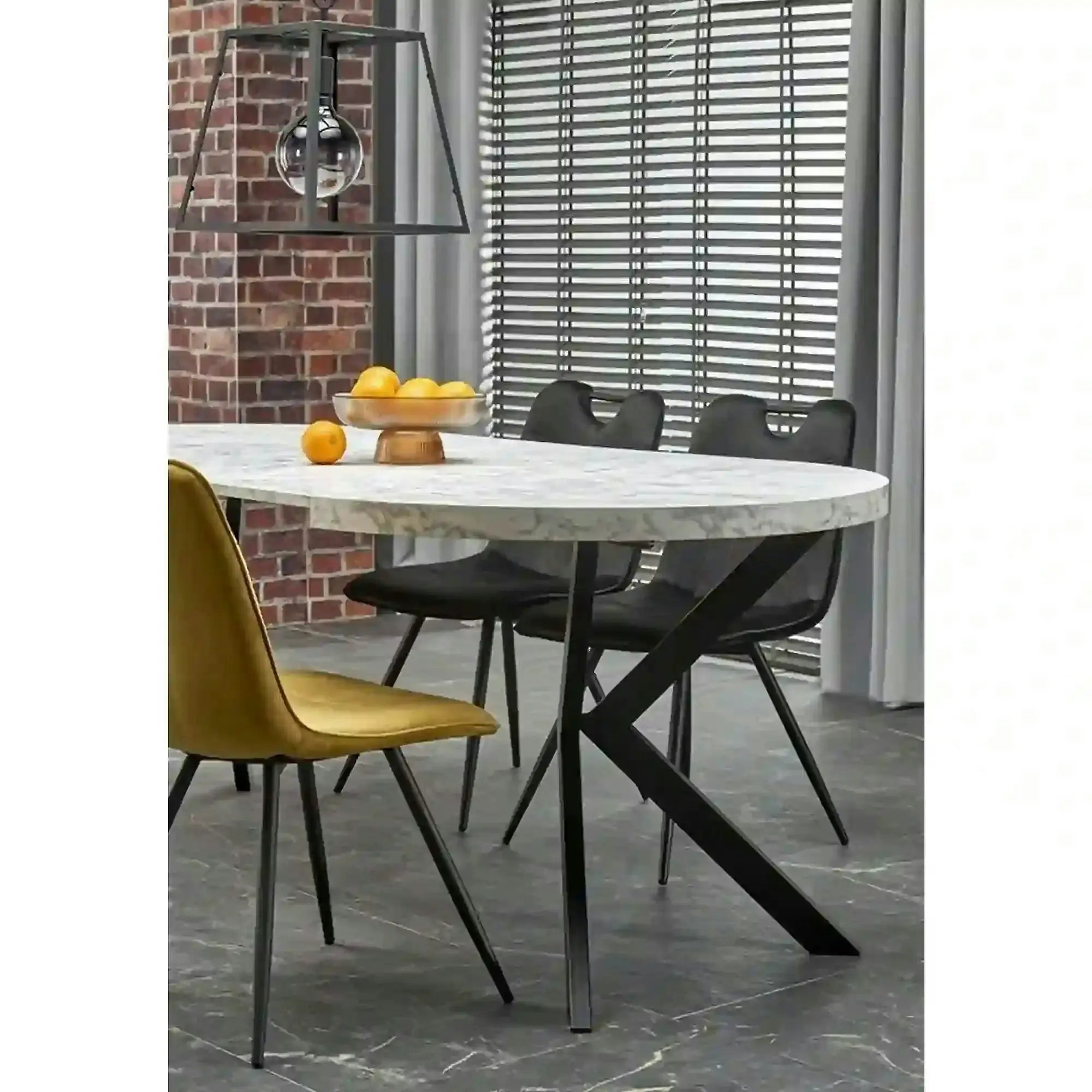Masa extensibila mare PERONI, alb/negru, PAL furniruit /otel, 100/250x100x75 cm