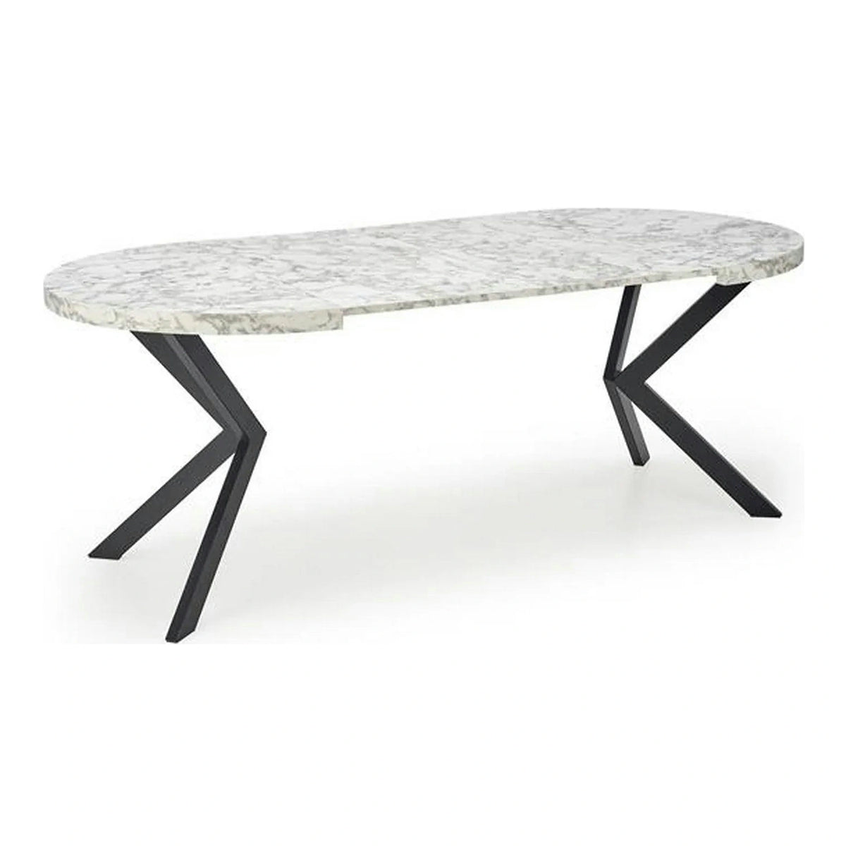Masa extensibila mare PERONI, alb/negru, PAL furniruit /otel, 100/250x100x75 cm