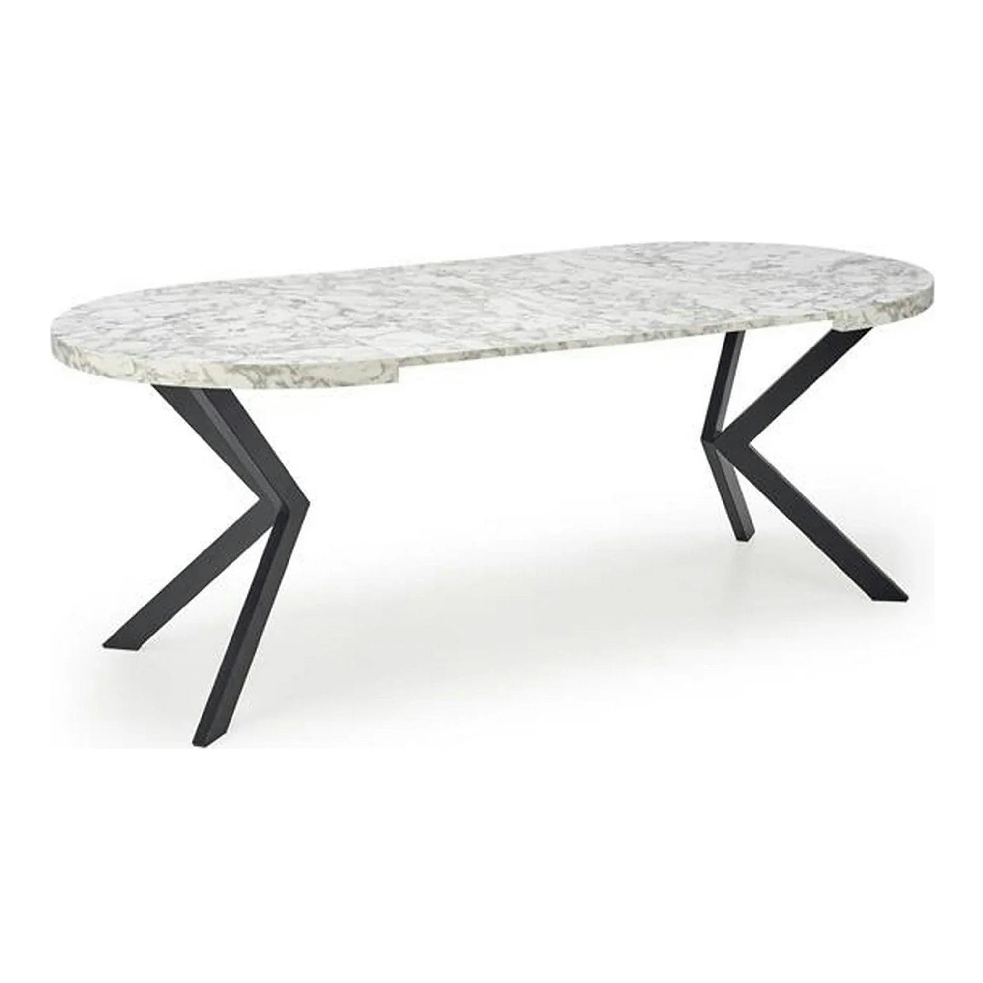 Masa extensibila mare PERONI, alb/negru, PAL furniruit /otel, 100/250x100x75 cm