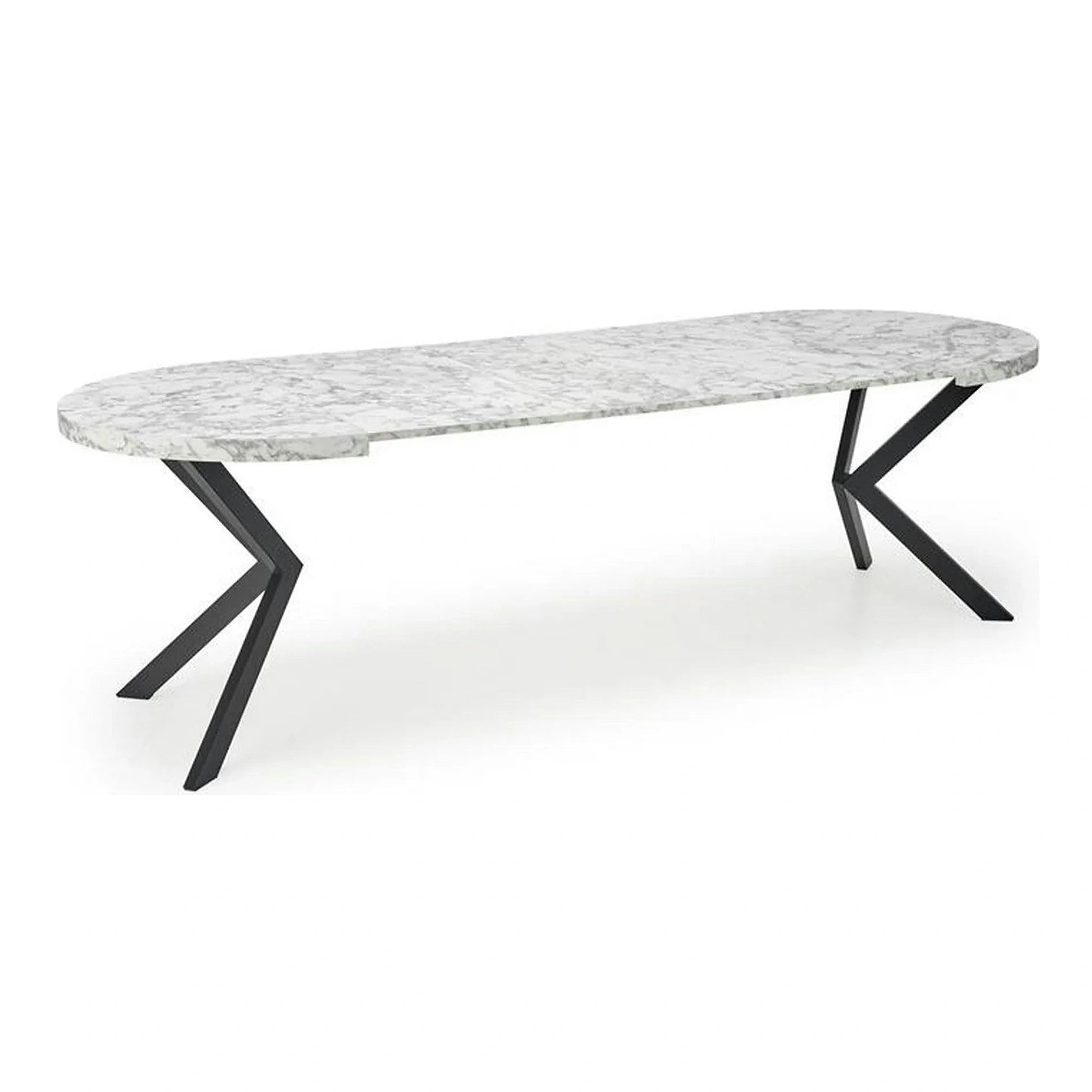 Masa extensibila mare PERONI, alb/negru, PAL furniruit /otel, 100/250x100x75 cm
