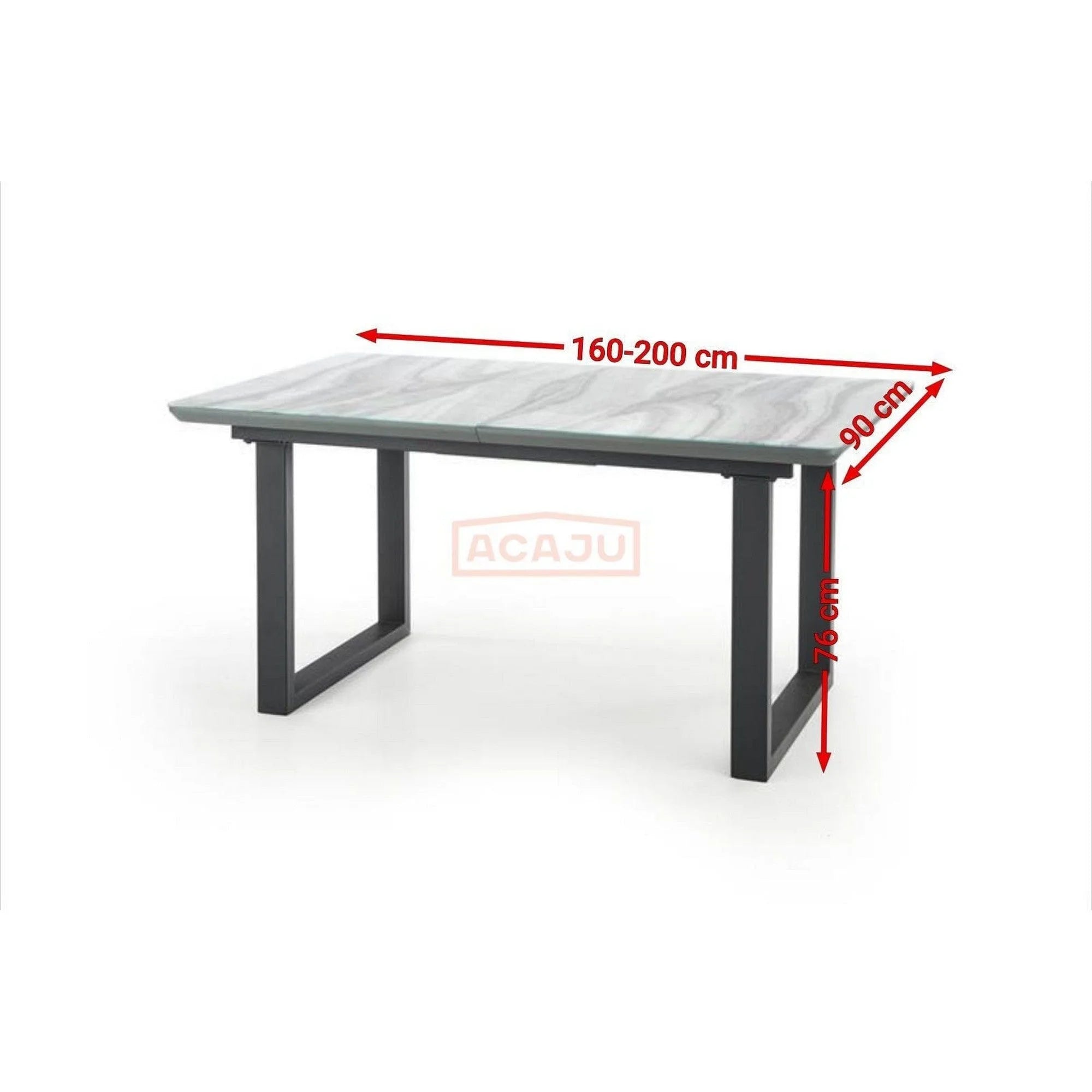 Masa extensibila MARLEY, gri, sticla/otel, 160/200x90x76 cm