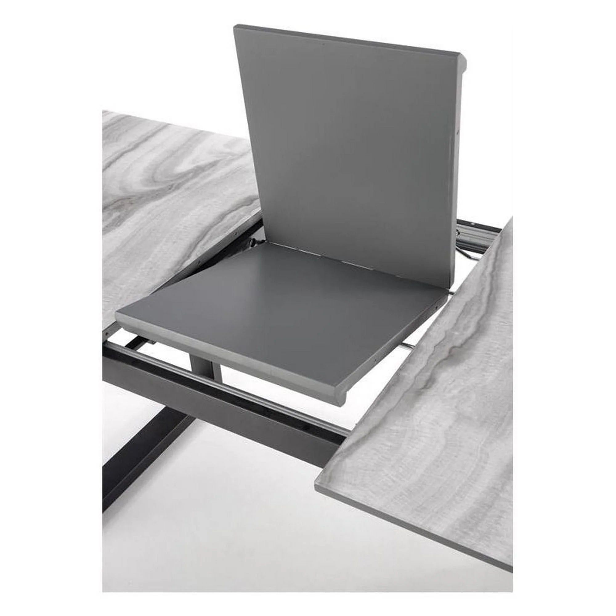 Masa extensibila MARLEY, gri, sticla/otel, 160/200x90x76 cm