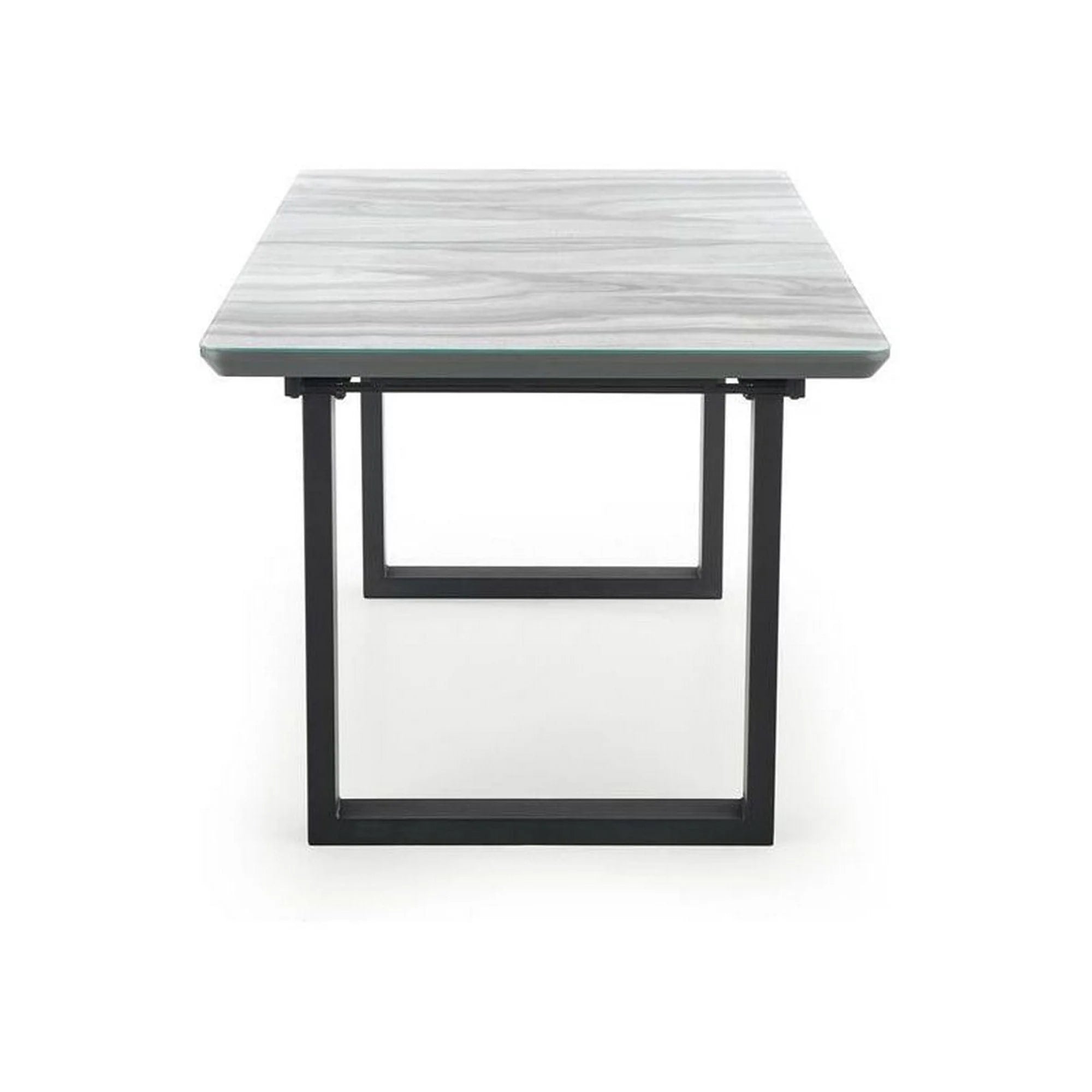 Masa extensibila MARLEY, gri, sticla/otel, 160/200x90x76 cm