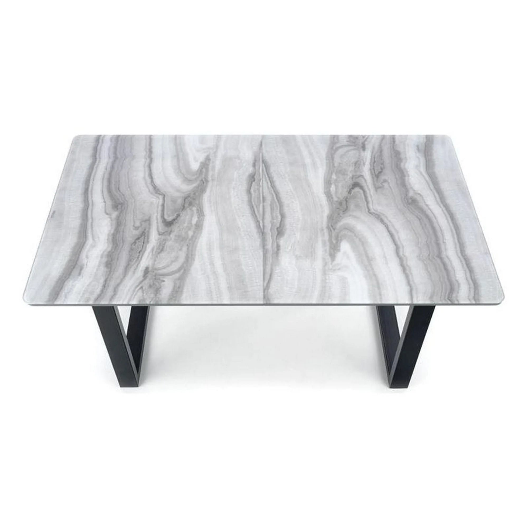 Masa extensibila MARLEY, gri, sticla/otel, 160/200x90x76 cm